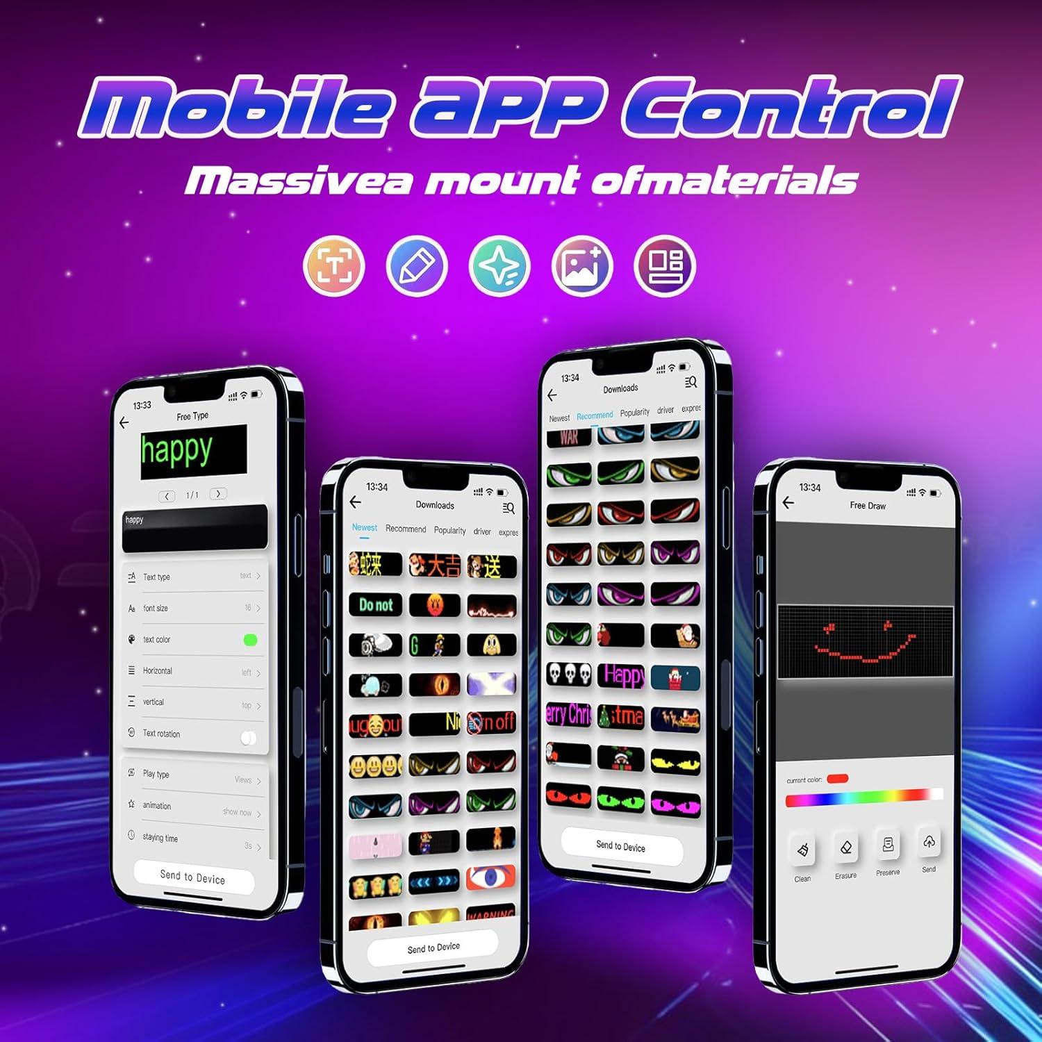 Luces Ojos Demonio HHYUEYANG para Parabrisas LED 10.16x34.8cm