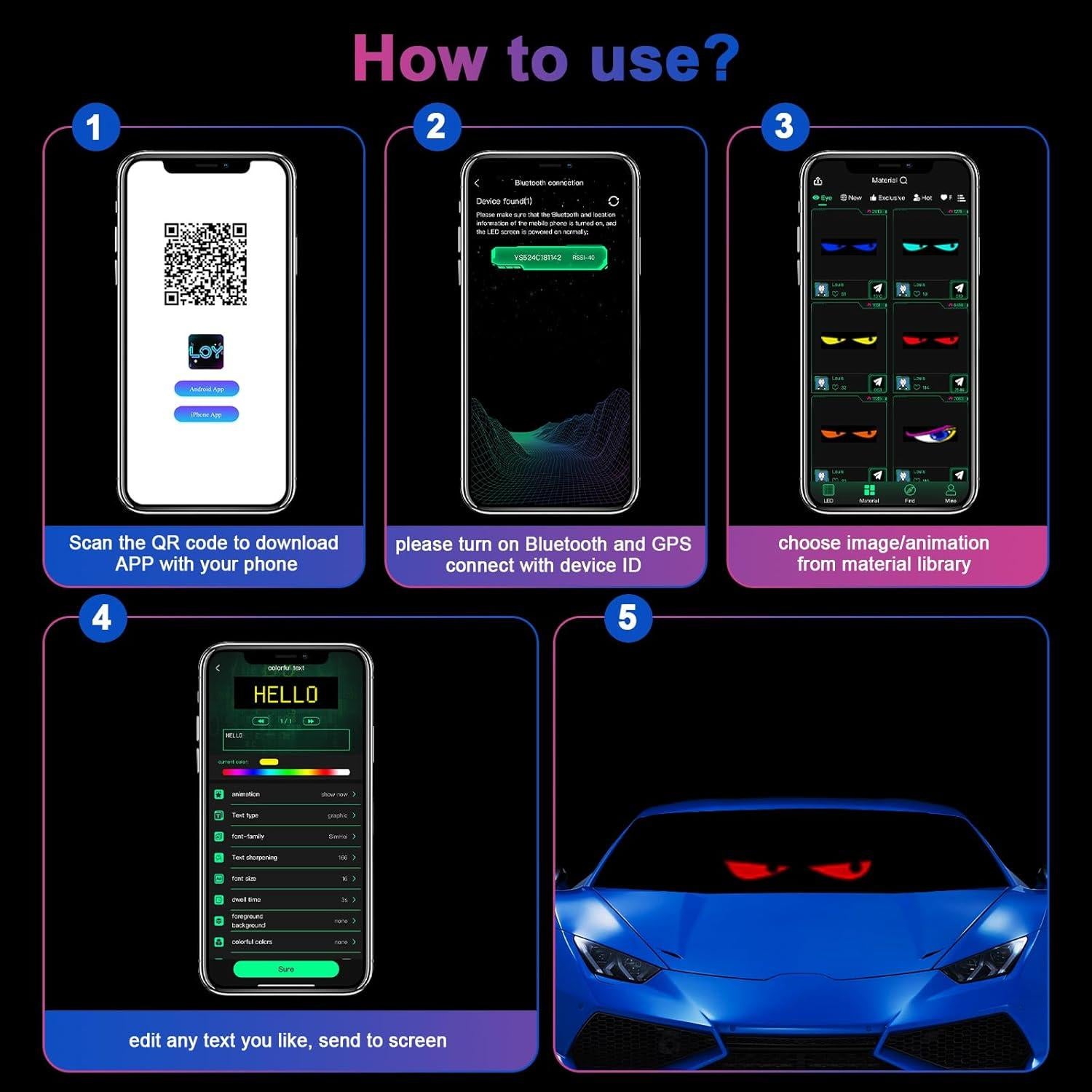 Señal LED Desplazable Programable Laooteyy 35.56x10.16cm RGB