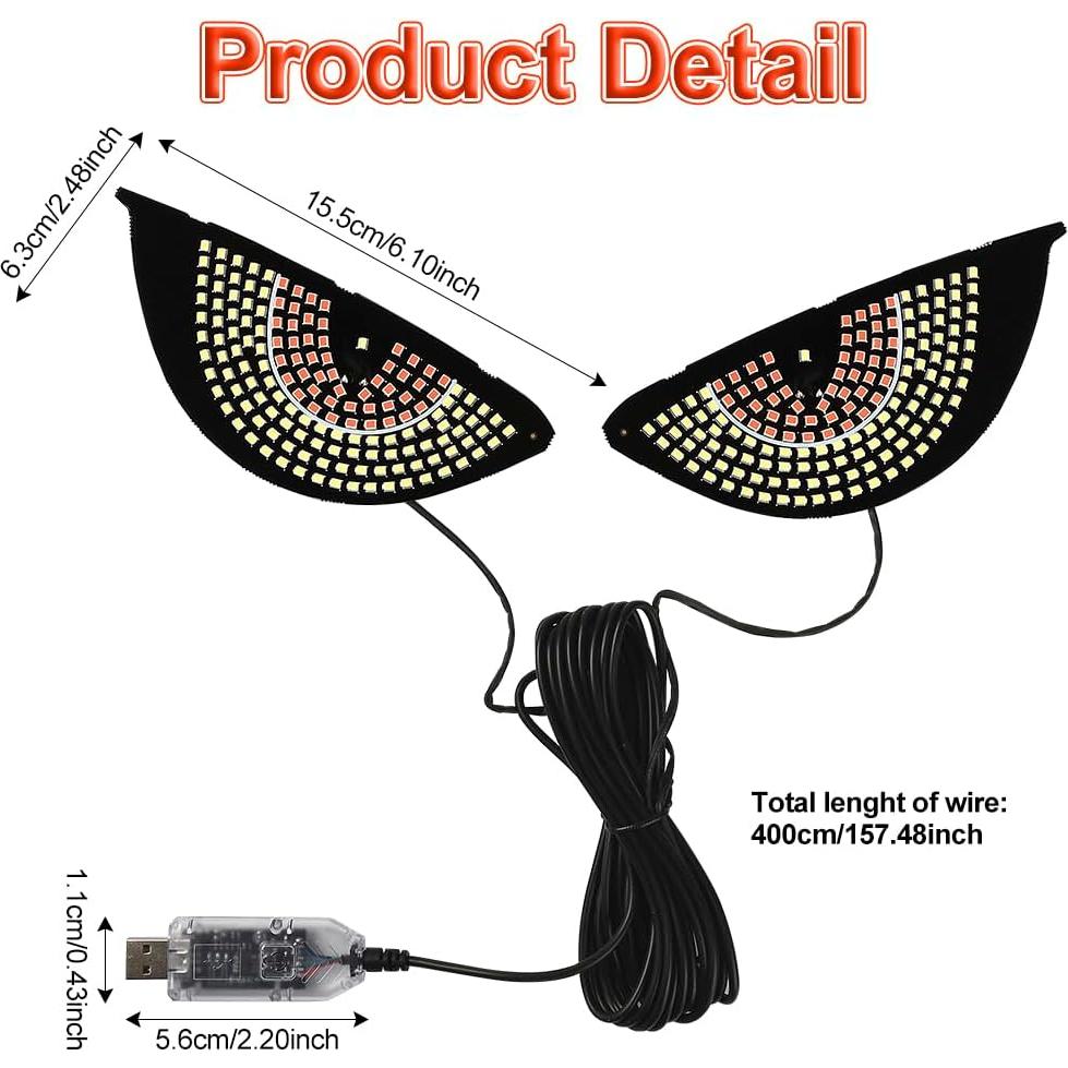 Luz LED Ojos de Diablo Blueshyhall para Coche USB Rojo y Blanco