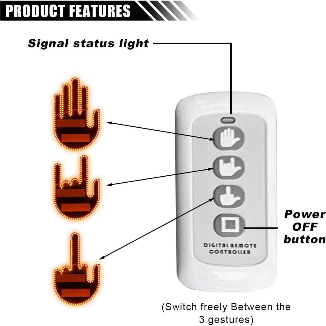 Luz de Gestos de Mano LED KITUREK para Coche Ámbar 3 Modos