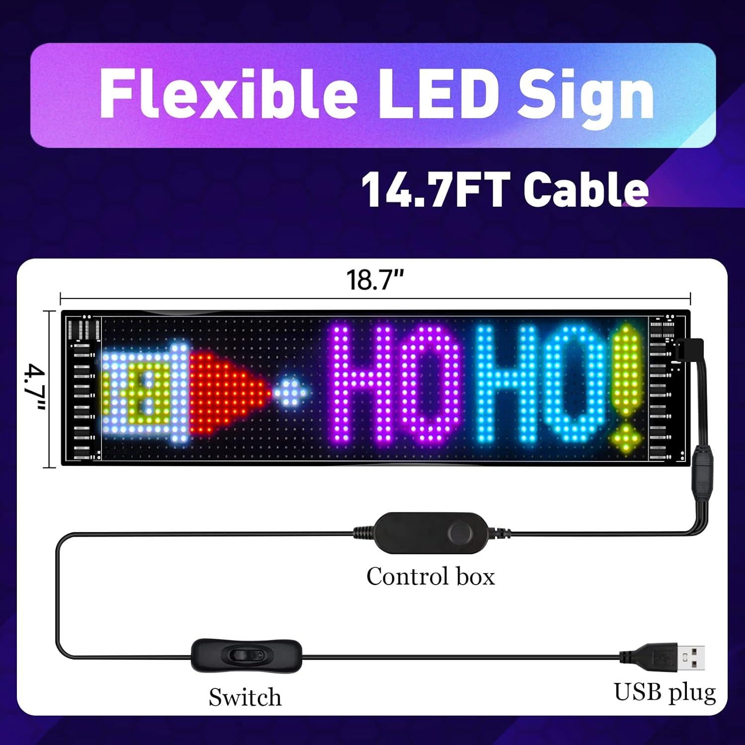 Cartel LED Programable XIAOOHO 48.3x12.7cm RGB Bluetooth