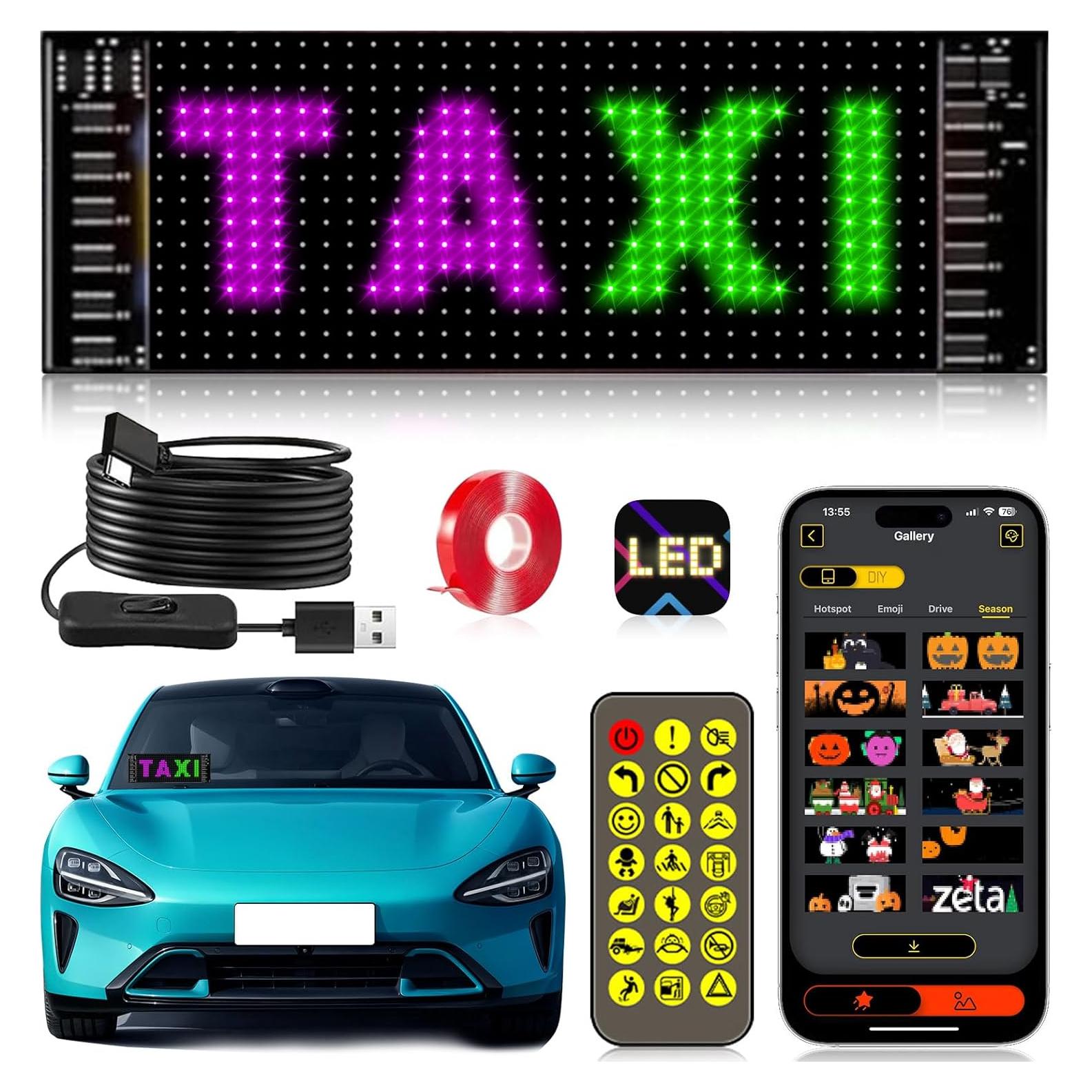 Cartel LED Programable JINRUIHAO 17cm Multicolor para Coche