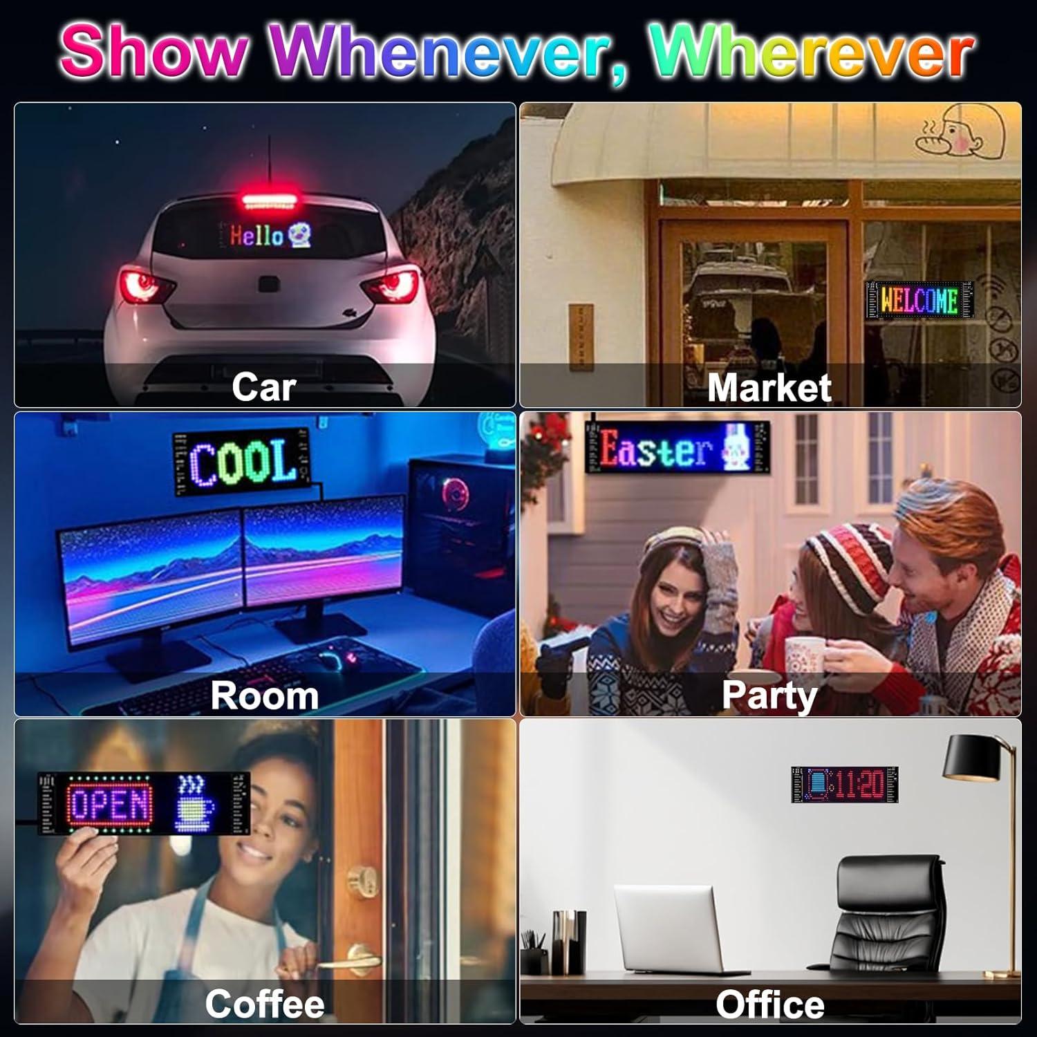 Cartel LED Programable JINRUIHAO 17cm Multicolor para Coche