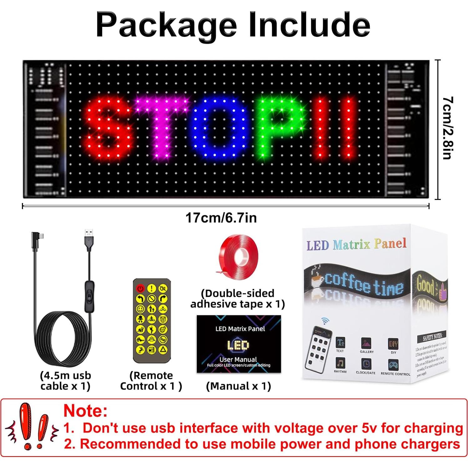 Cartel LED Programable JINRUIHAO 17cm Multicolor para Coche