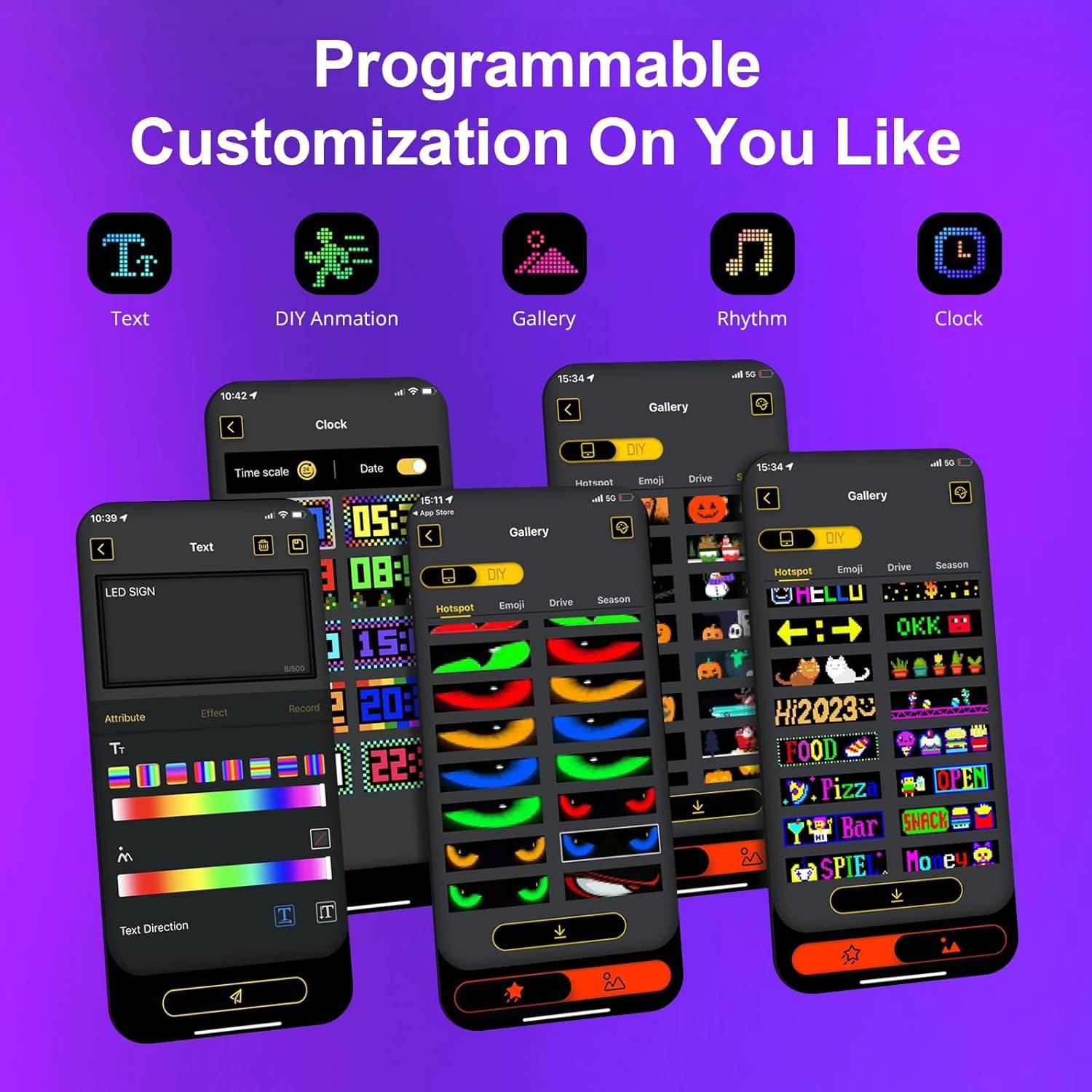 Cartel LED Programable para Auto Tlinkosta 38x10 cm Control APP