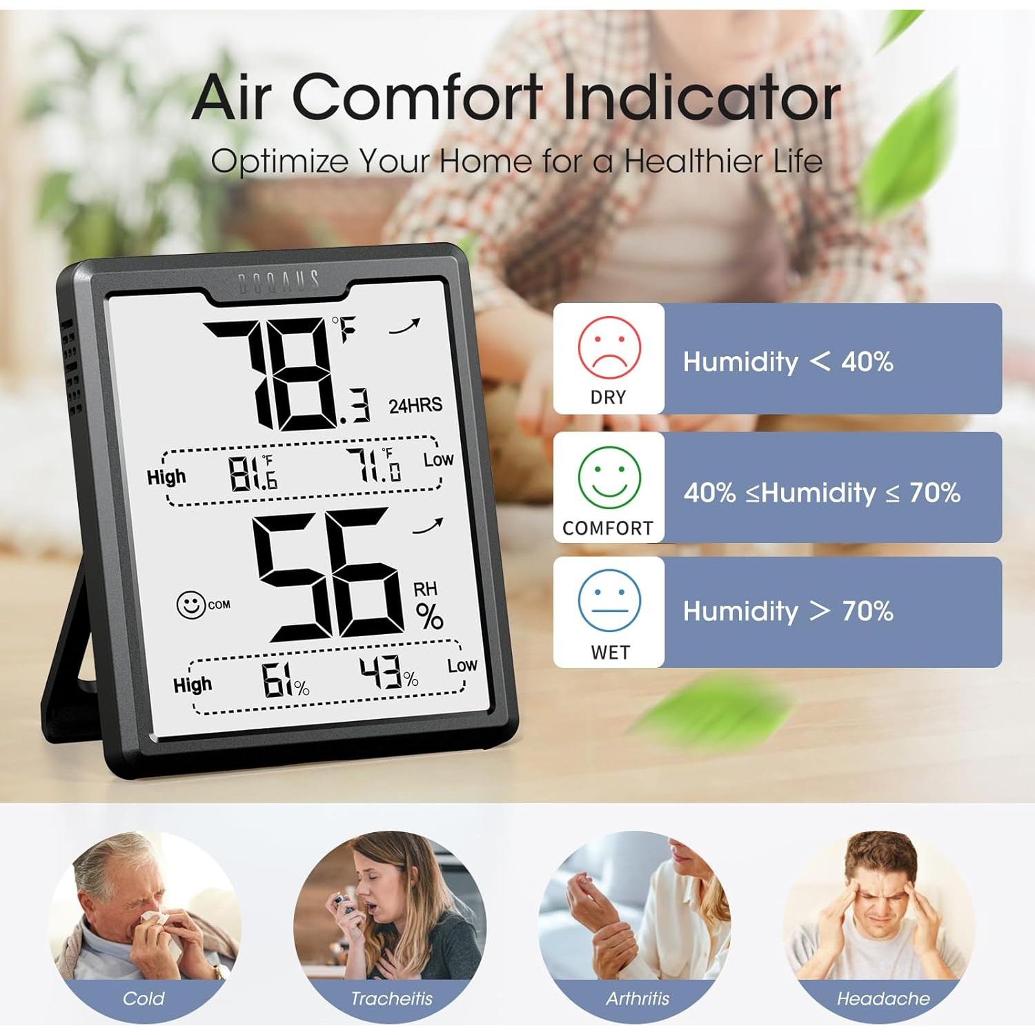 Termómetro Digital DOQAUS con Pantalla LCD y Higrómetro