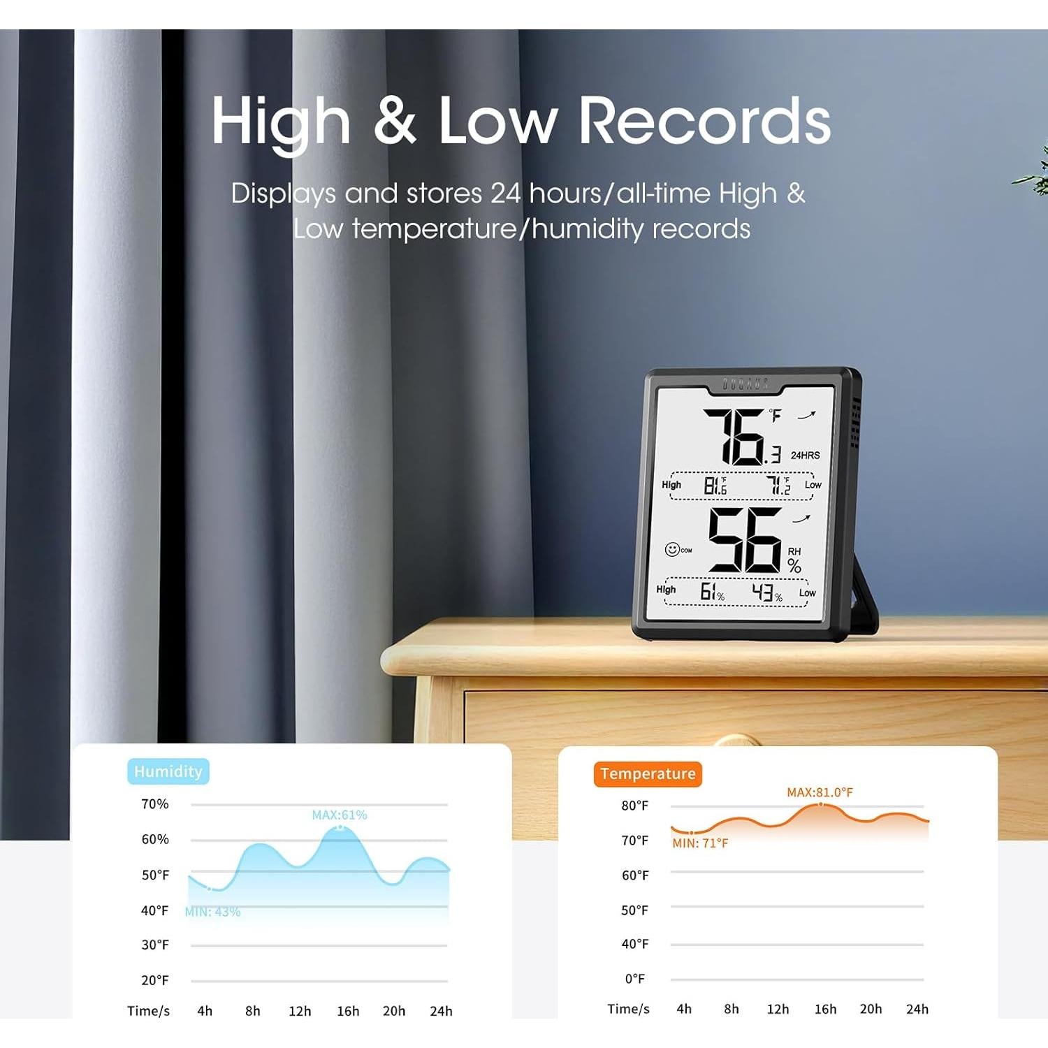 Termómetro Digital DOQAUS con Pantalla LCD y Higrómetro