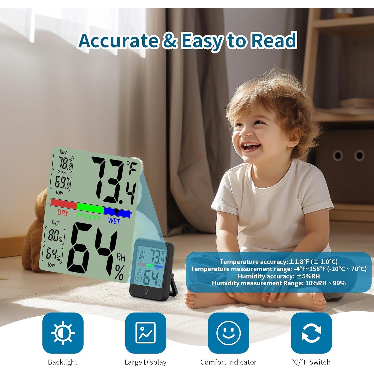 Termómetro Digital Higrómetro JINGHE JH-MC41S-1-B con Pantalla LCD