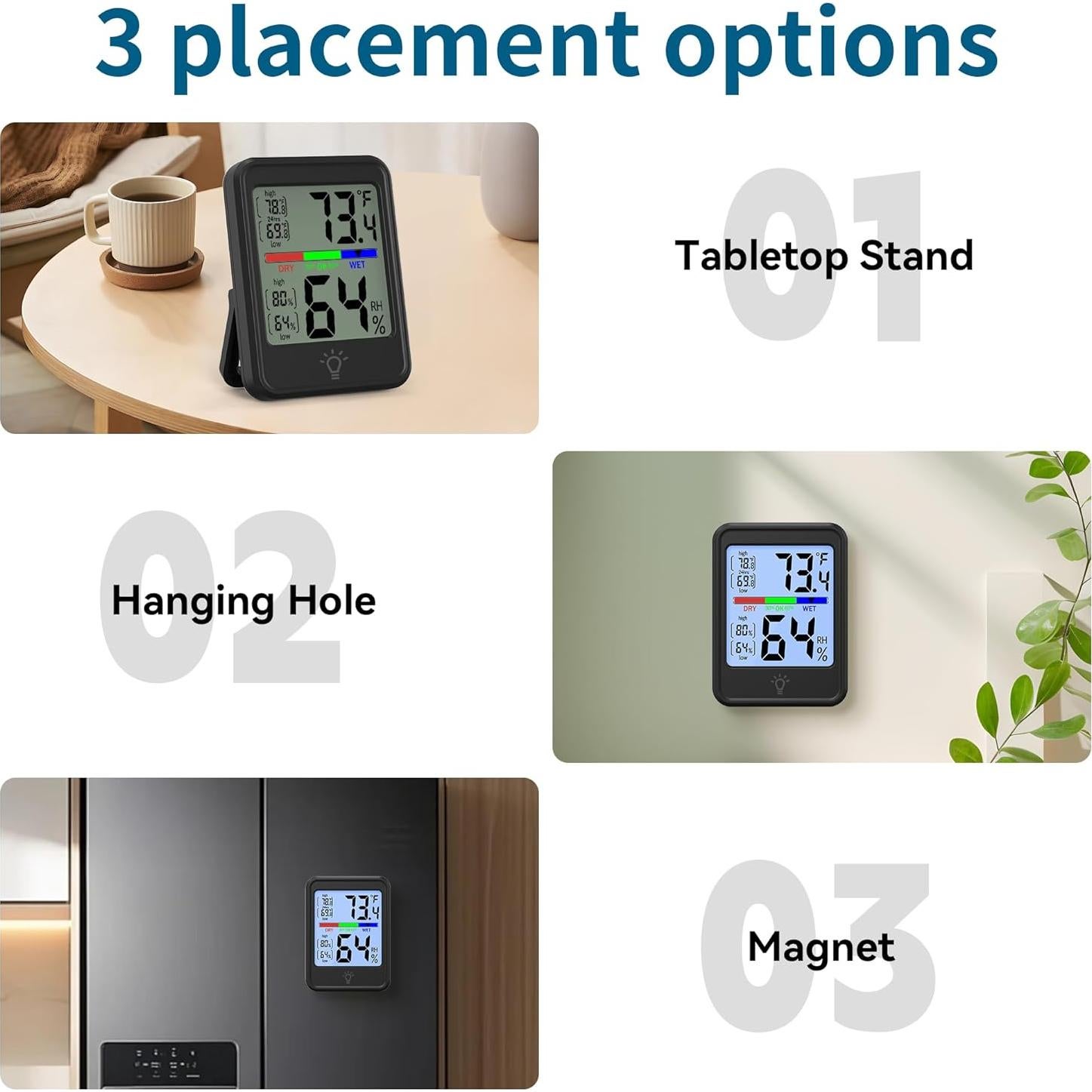 Termómetro Digital Higrómetro JINGHE JH-MC41S-1-B con Pantalla LCD