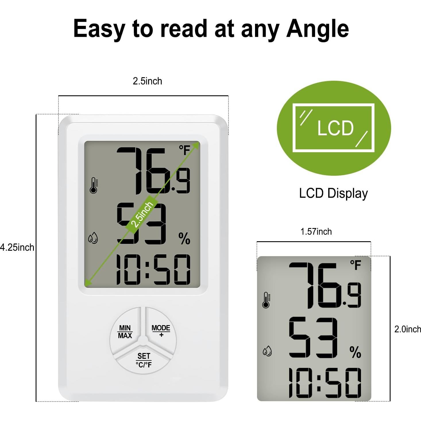 Higrómetro Digital Urageuxy con Termómetro y Reloj Despertador