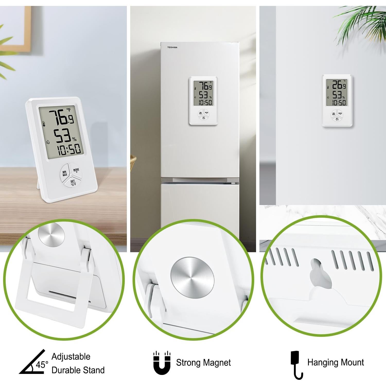 Higrómetro Digital Urageuxy con Termómetro y Reloj Despertador