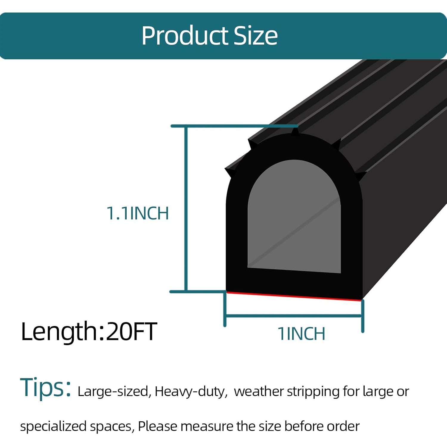Tira de Sello de Goma EPDM Tintvent 20 Pies 1" Negro