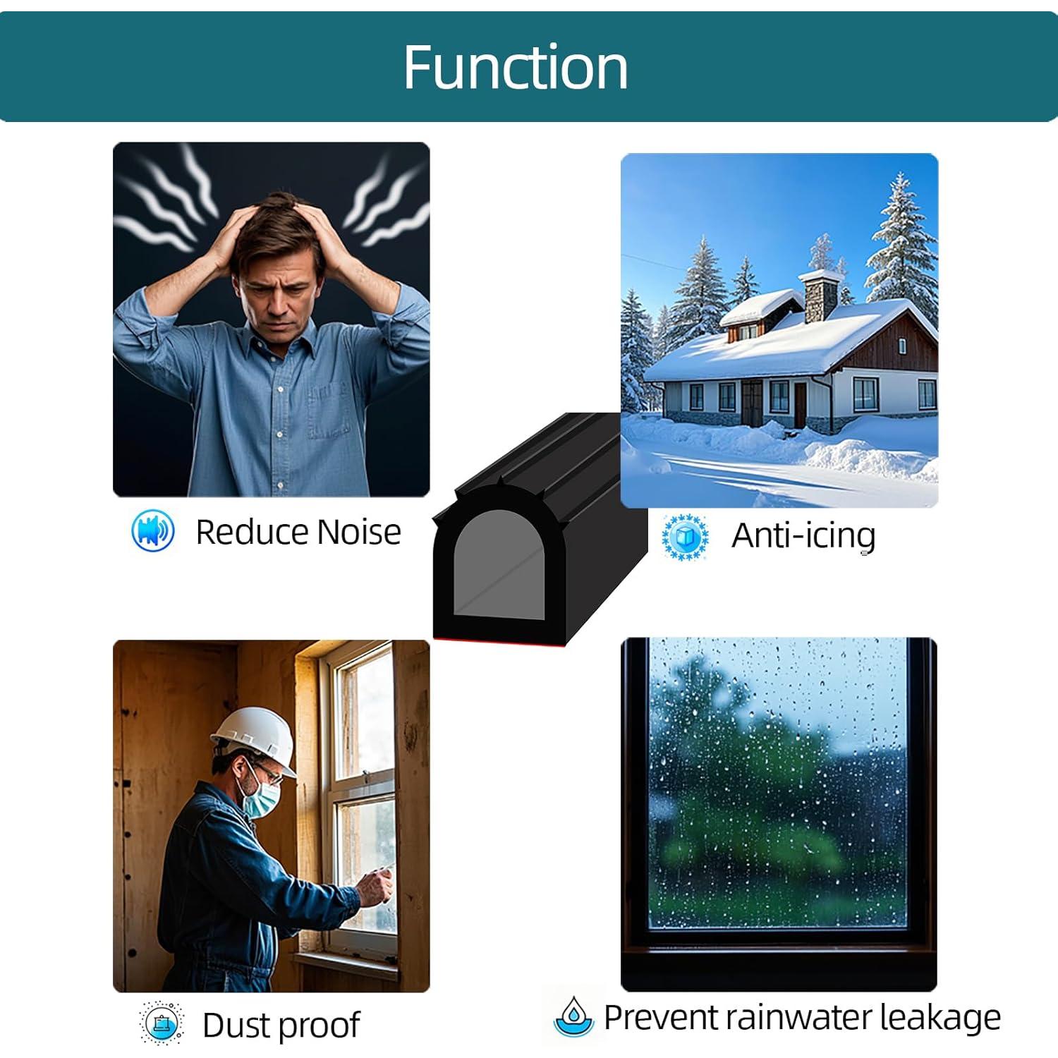 Tira de Sello de Goma EPDM Tintvent 20 Pies 1" Negro