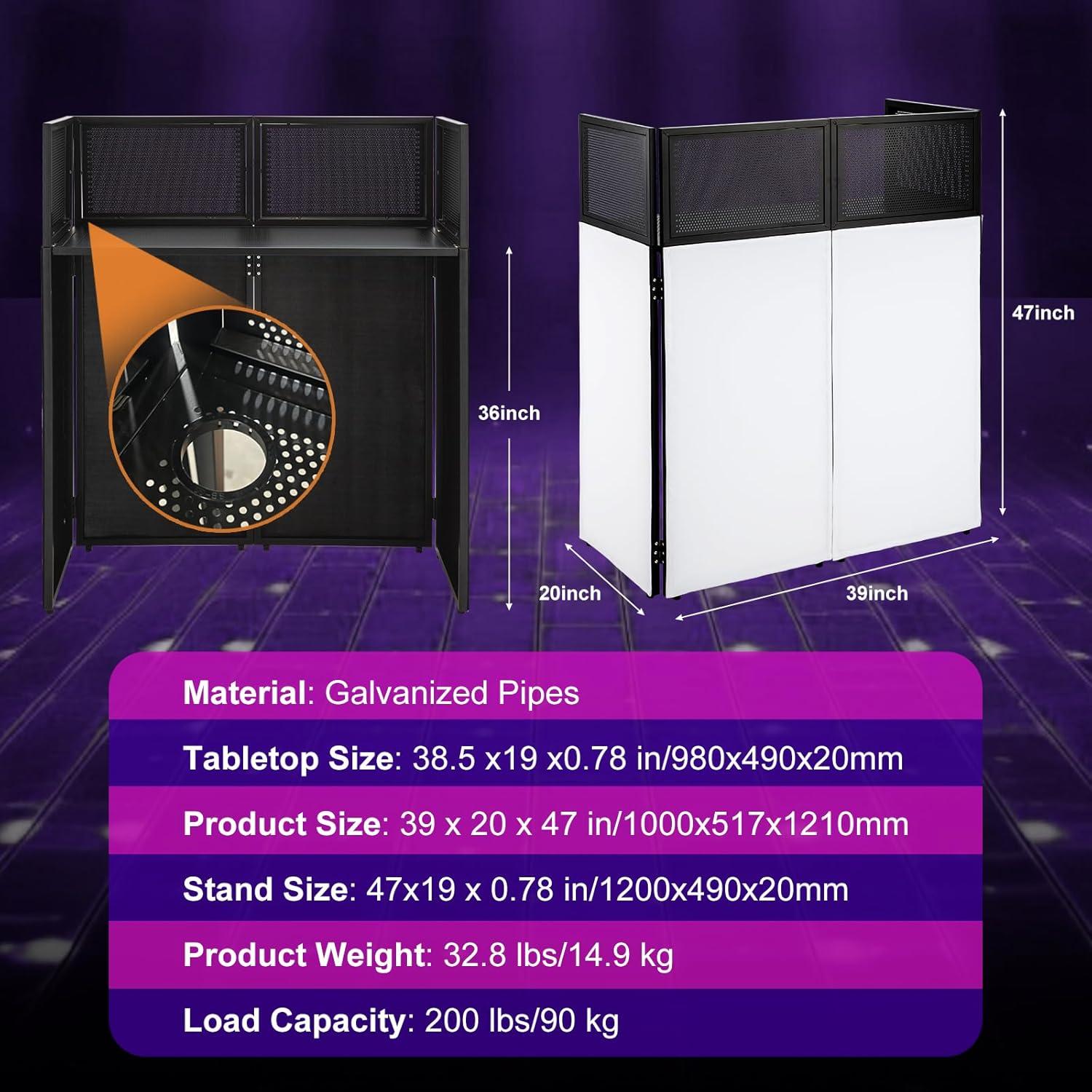 Cabina de DJ Plegable Morohope XL con Orificio para Cables
