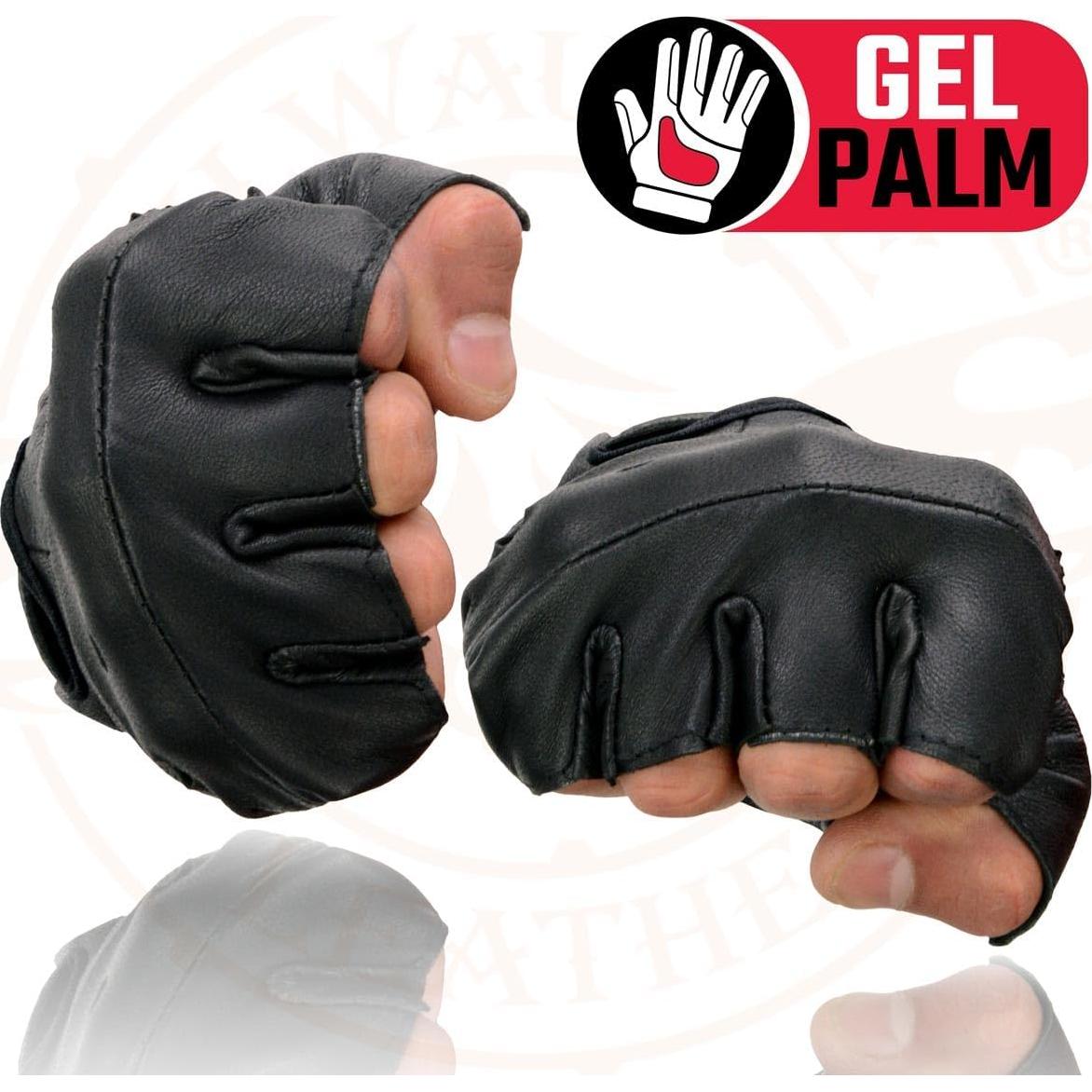 Guantes de Motocicleta Milwaukee de Cuero sin Dedos - Grande