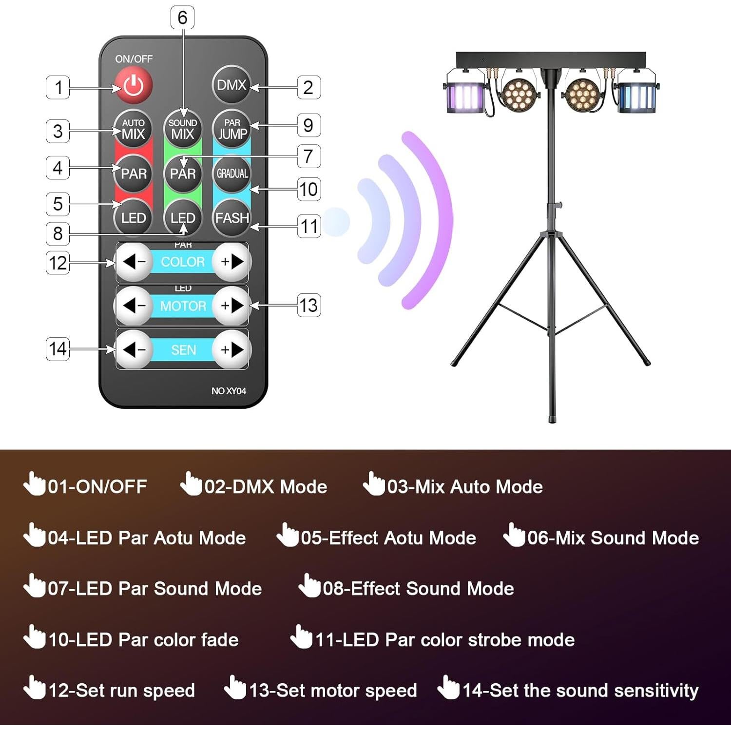 Luces DJ 5 en 1 Sparklingtrack con Soporte y Control DMX