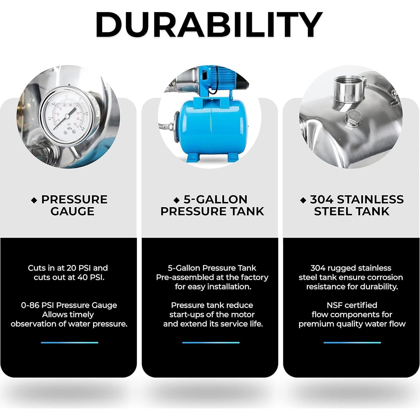 Bomba de Pozo Profundo BOMGIE 1.5HP Acero Inoxidable 1200GPH