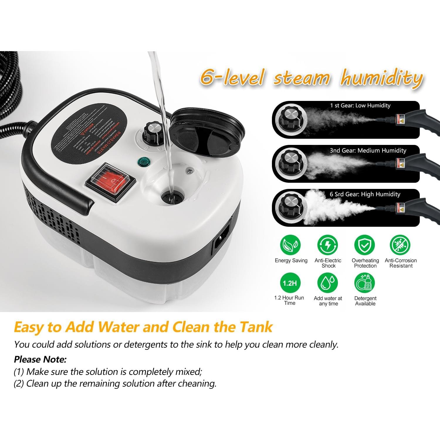 Limpiador a Vapor 7 en 1 Foandbevi 2500W 1200ml Multi-Superficie