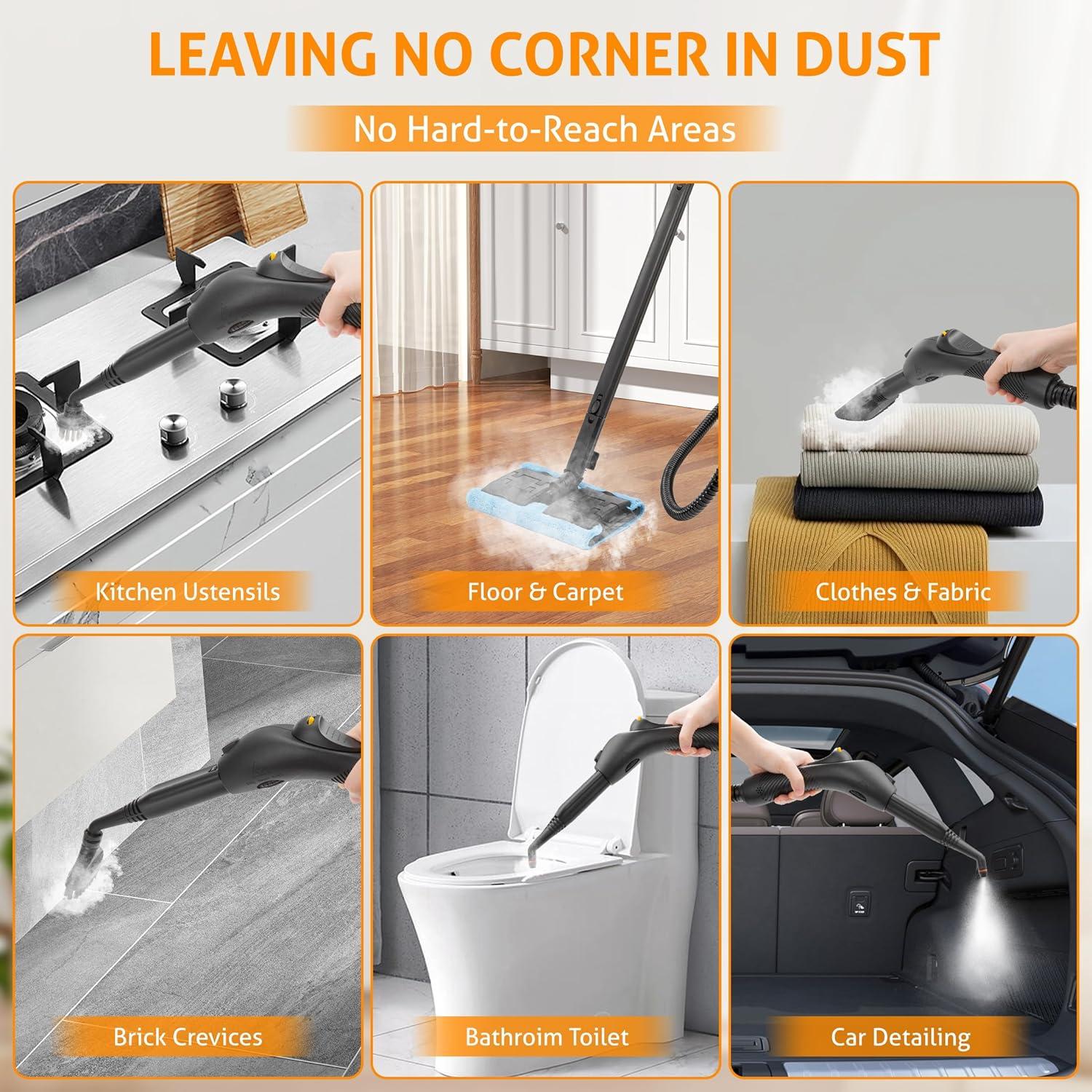 Limpiador a Vapor WICHEMI 1500W 1.5L con 26 Accesorios