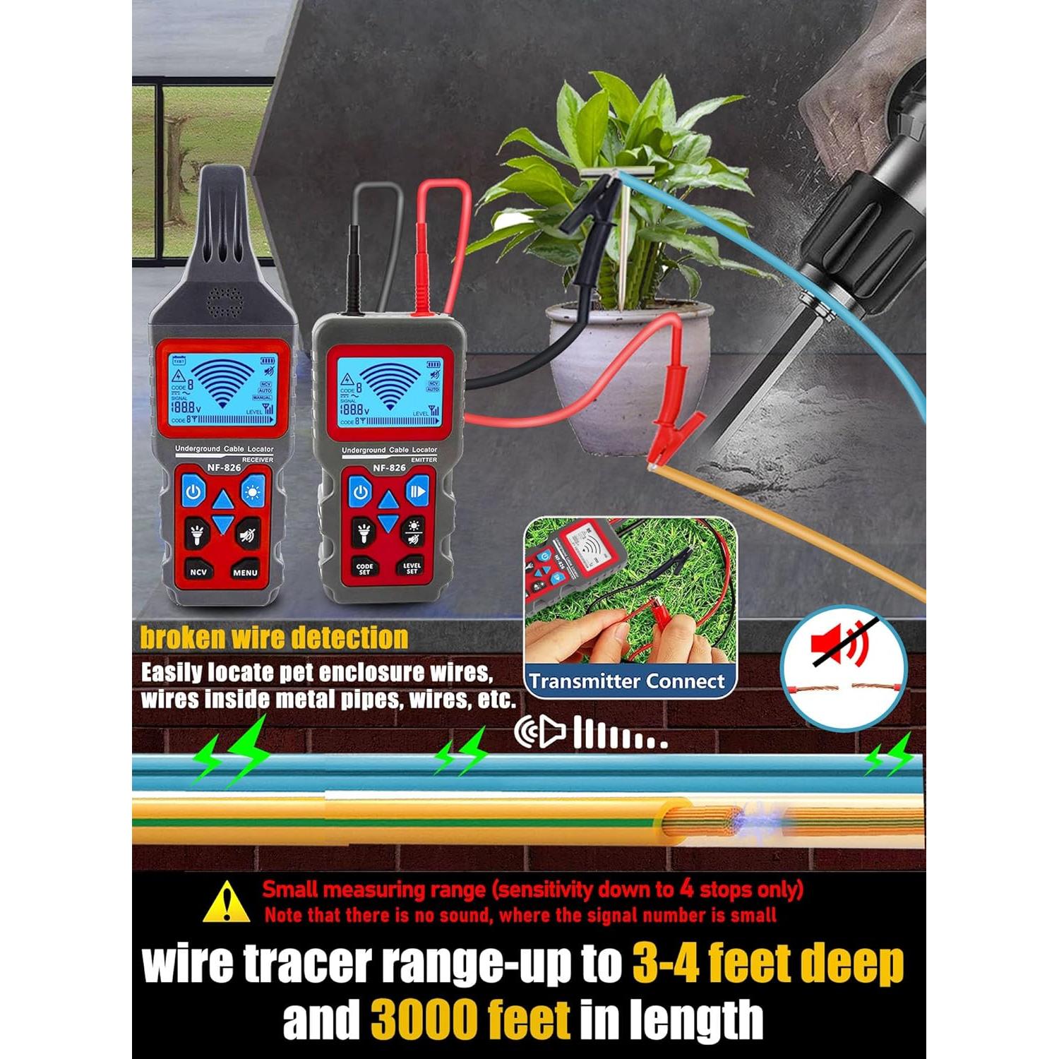 Localizador de Cables Subterráneos NOYAFA NF-826 con Voltímetro