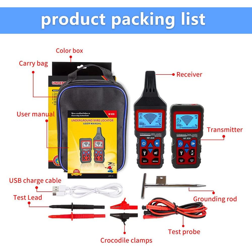 Localizador de Cables Subterráneos NOYAFA NF-826 con Voltímetro