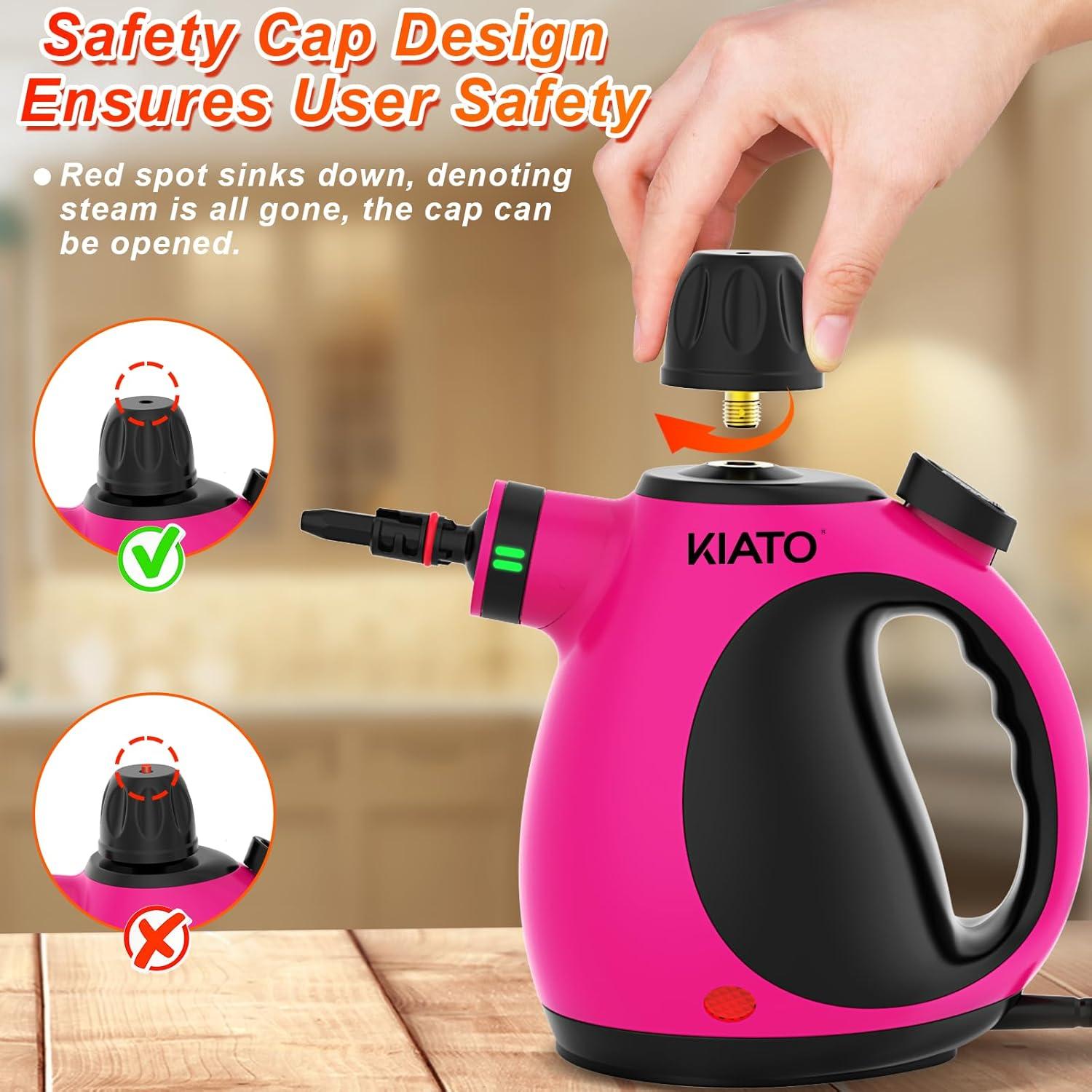 Limpiador de Vapor de Mano Kiato SC03, 10 en 1 450ml Rosa