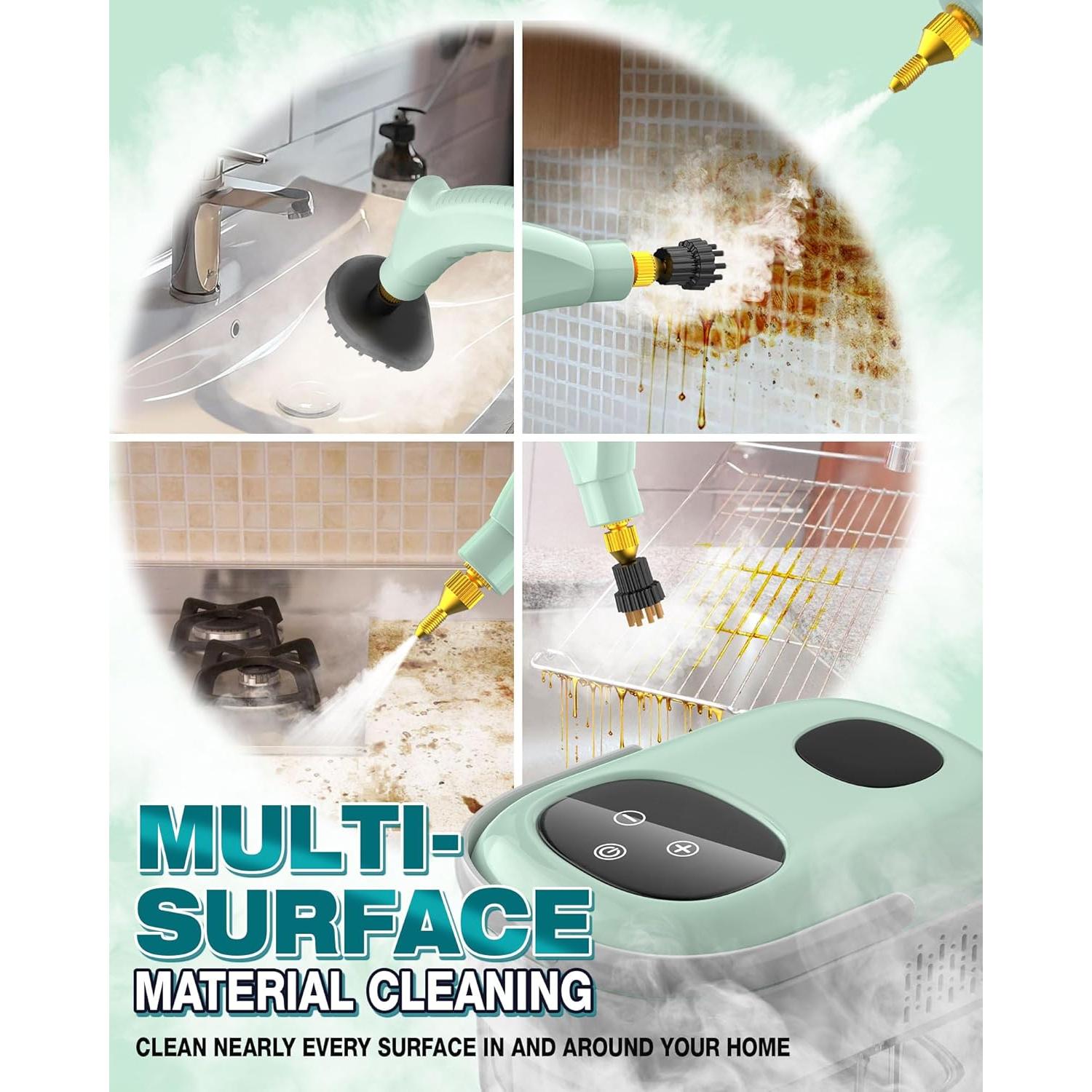 Limpiador de Vapor VortexPeak 2500W 1100ml 6 Niveles Verde