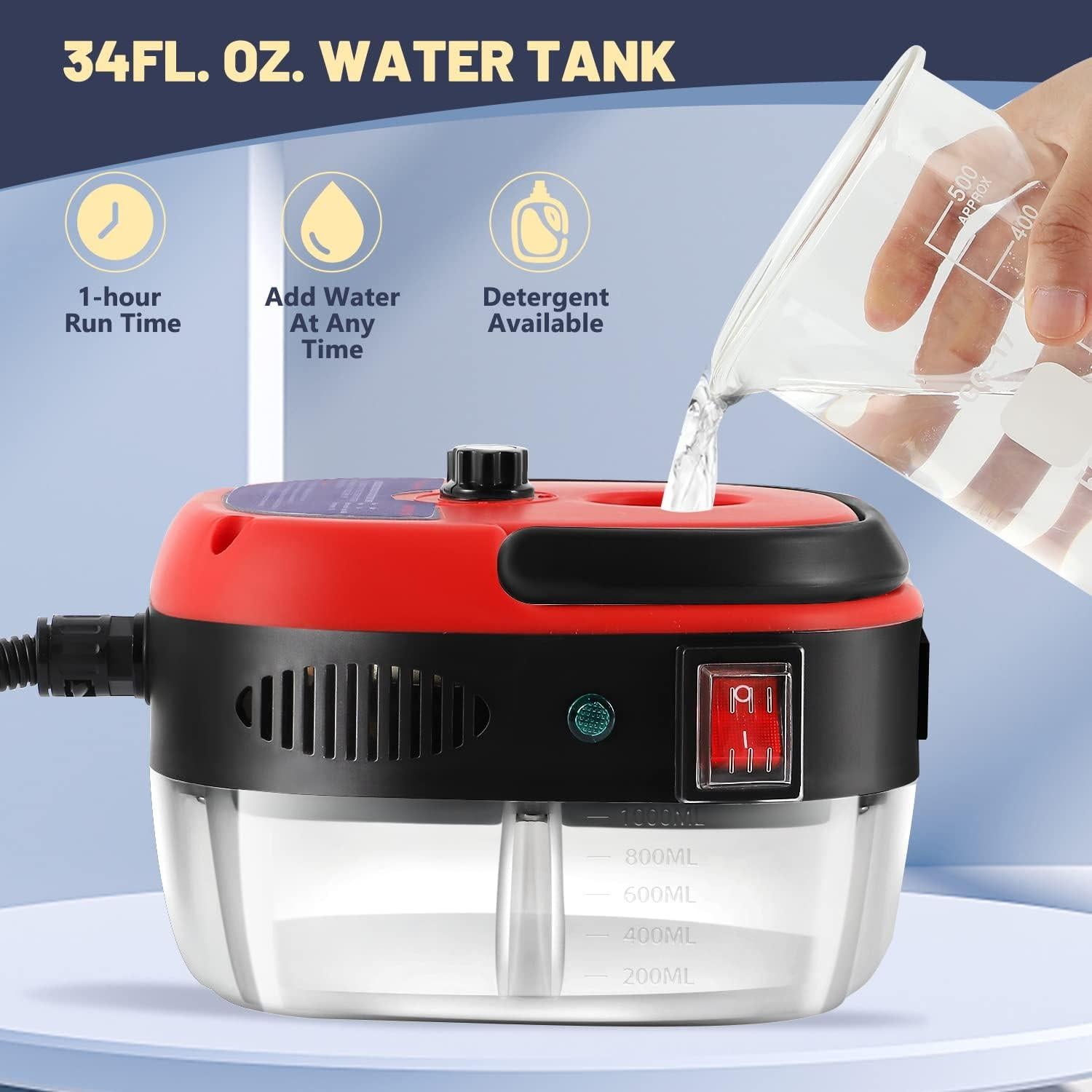 Limpiador a Vapor Portátil Moongiantgo 2500W 1L Rojo