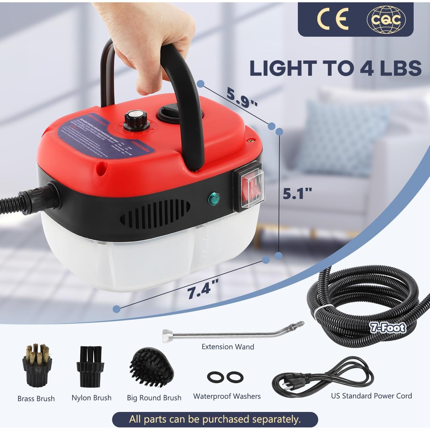 Limpiador a Vapor Portátil Moongiantgo 2500W 1L Rojo