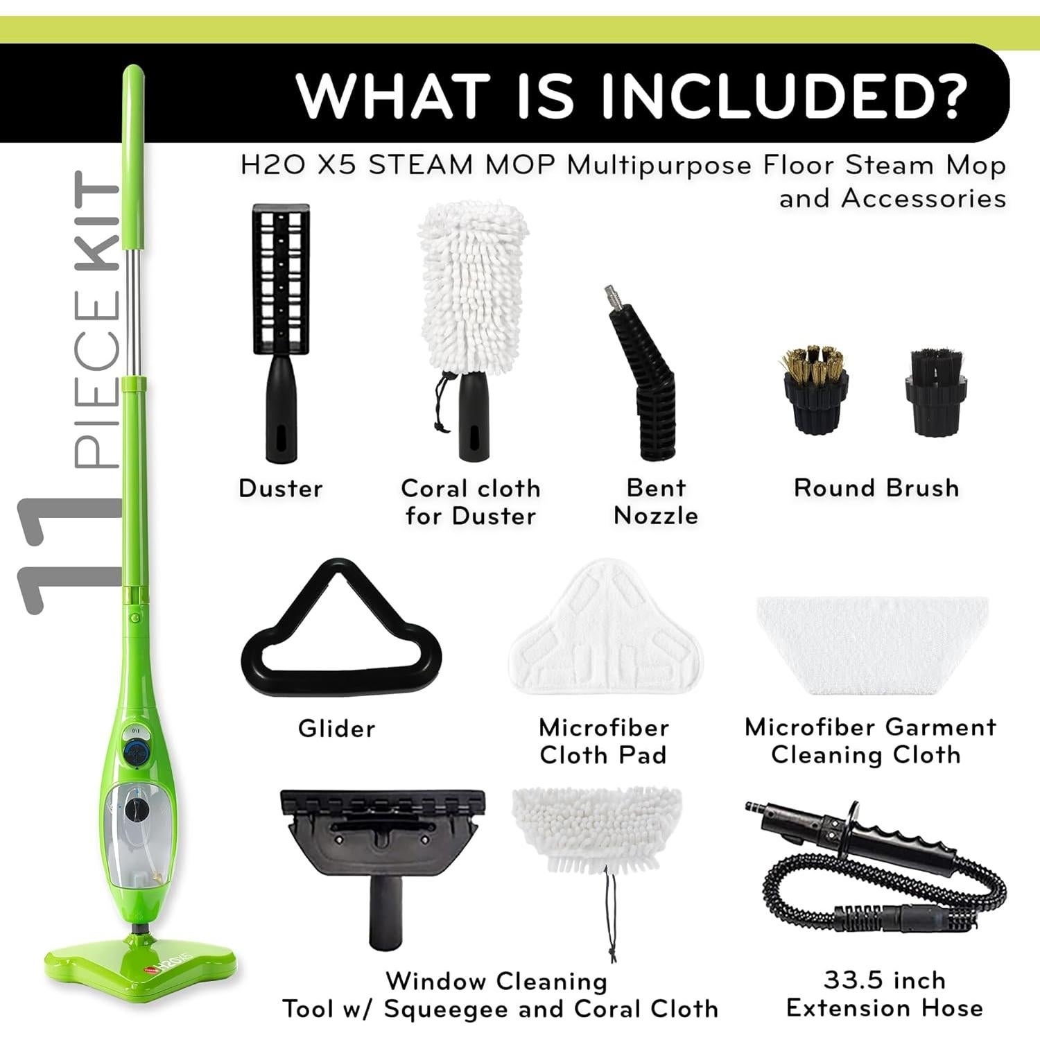 Mopa de Vapor H2O X5 5-en-1 Multiusos 1300W Altura Ajustable