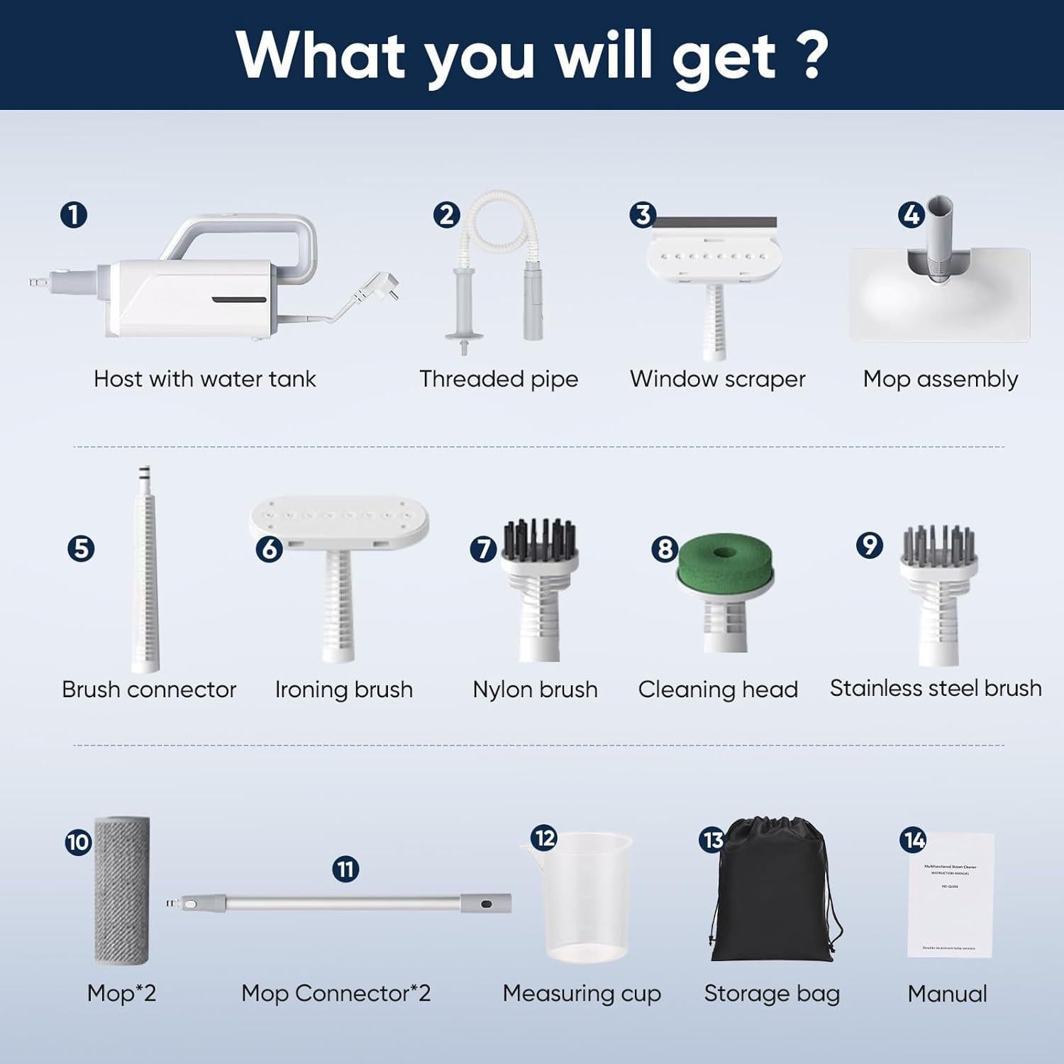 Mopa de Vapor Seyola SLSM-001 9 en 1 Multifuncional 350ml