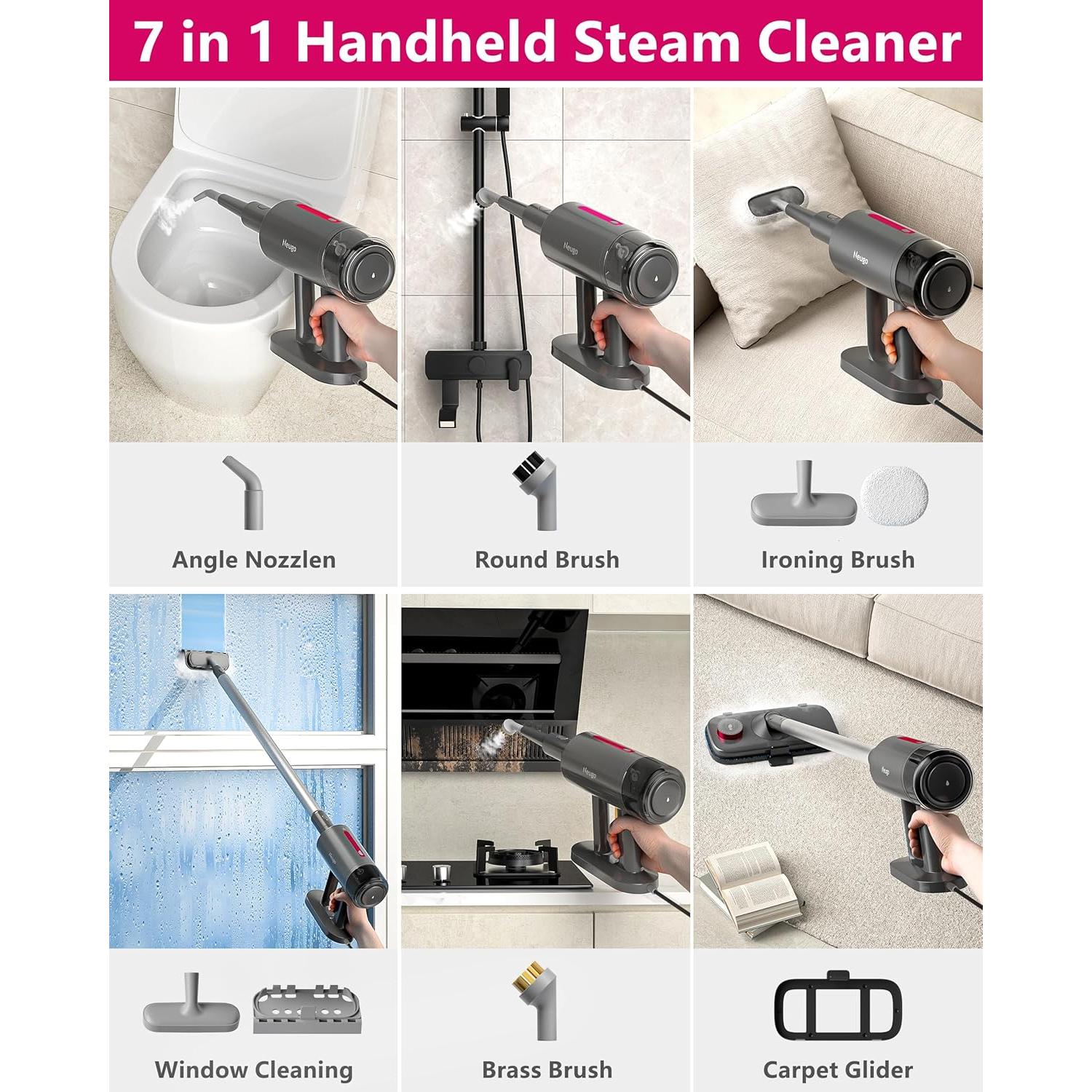 Mopa de Vapor Neugo NE055 1500W 110°C Multiusos 7 en 1