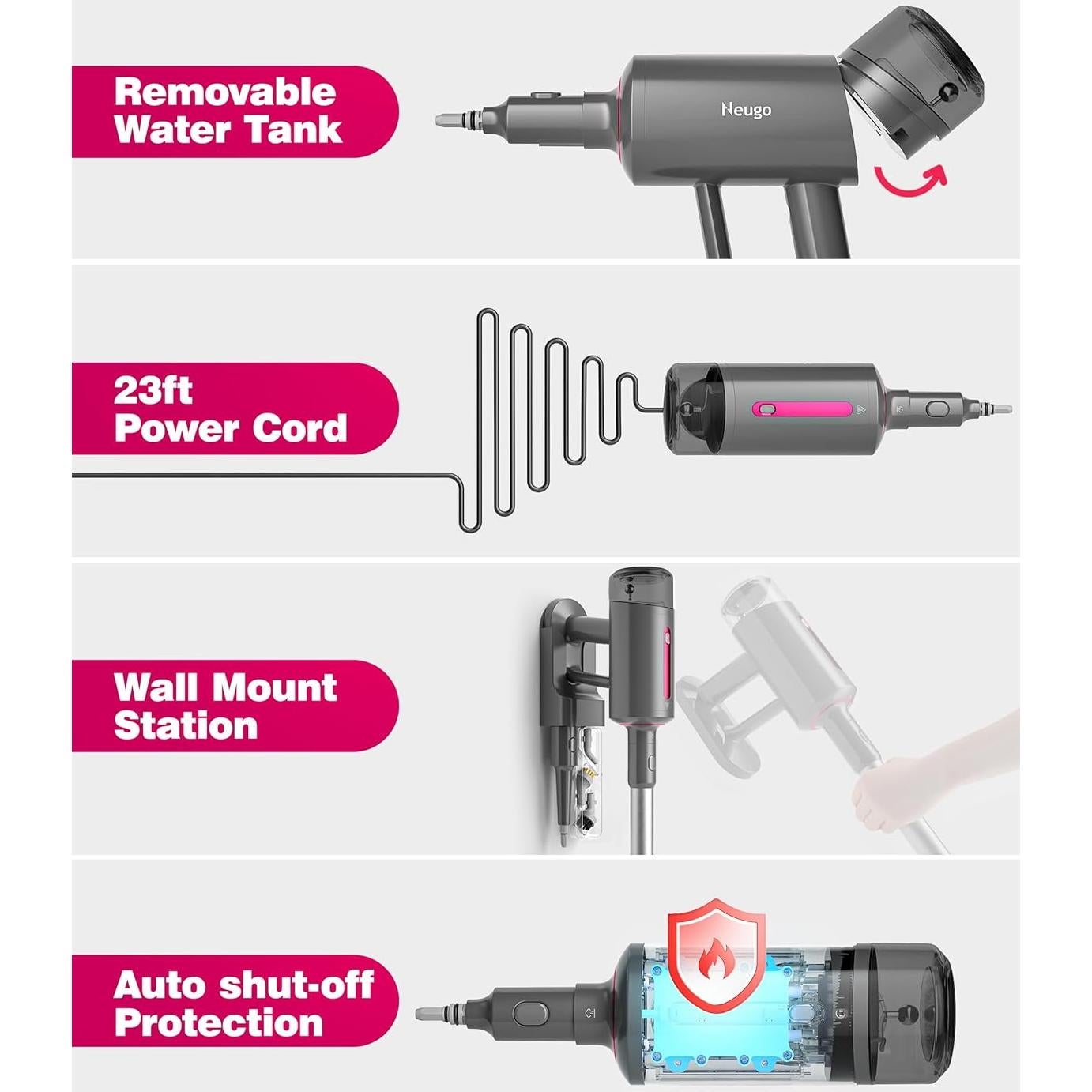 Mopa de Vapor Neugo NE055 1500W 110°C Multiusos 7 en 1