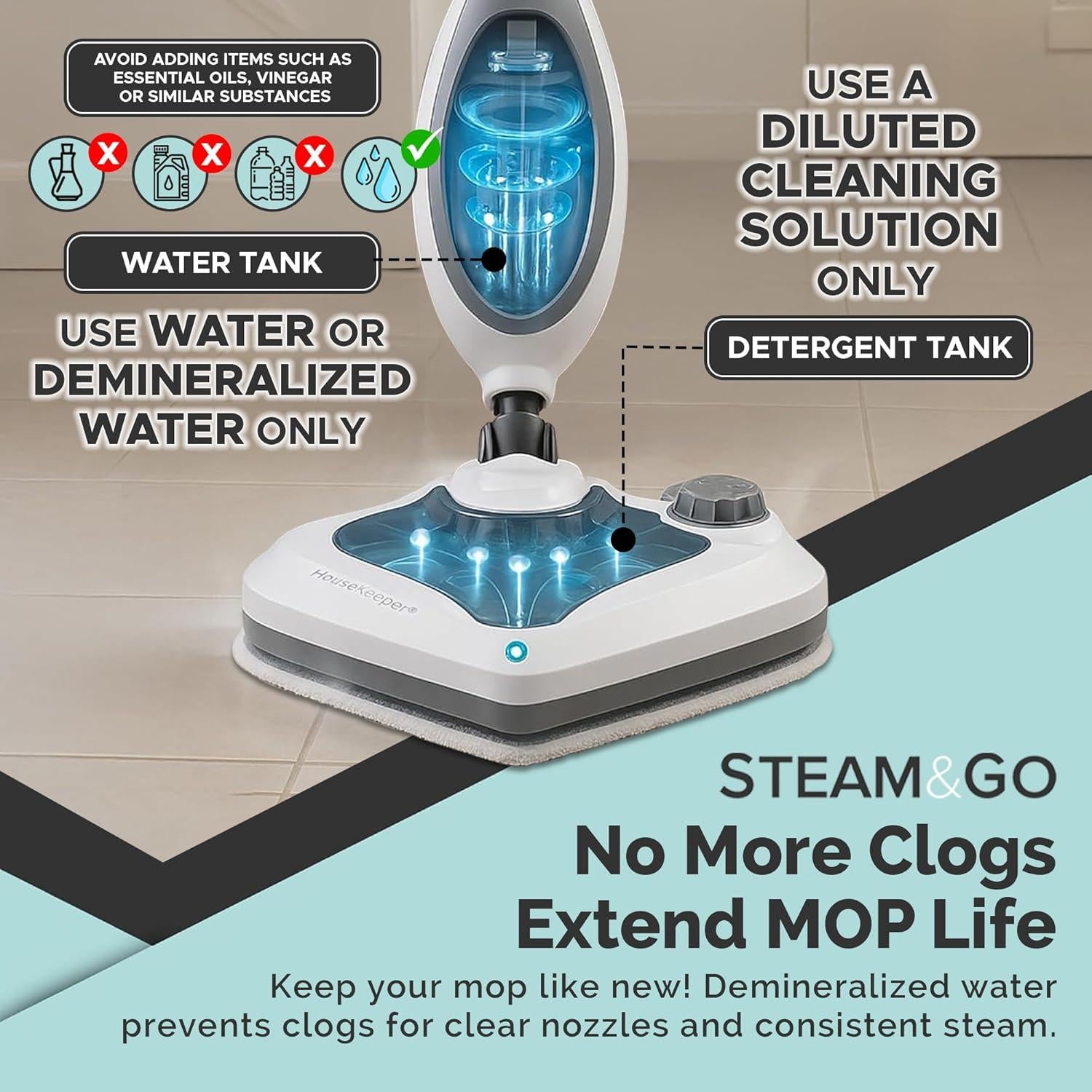 Mopa de Vapor Steam and Go 10-en-1 - Limpiador Multifuncional