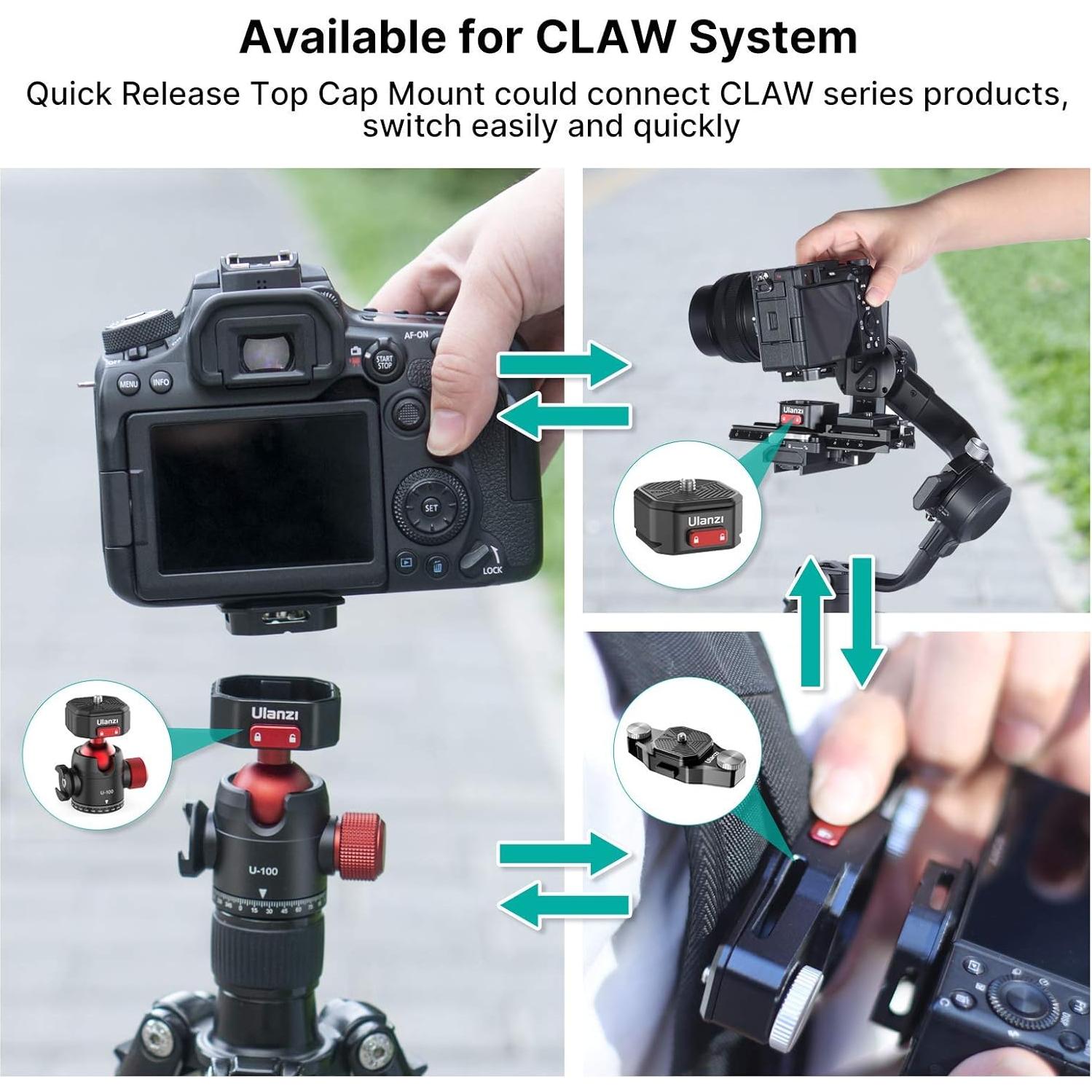 Cabezal de bola ULANZI Claw QR 360° metal 20 kg para cámara
