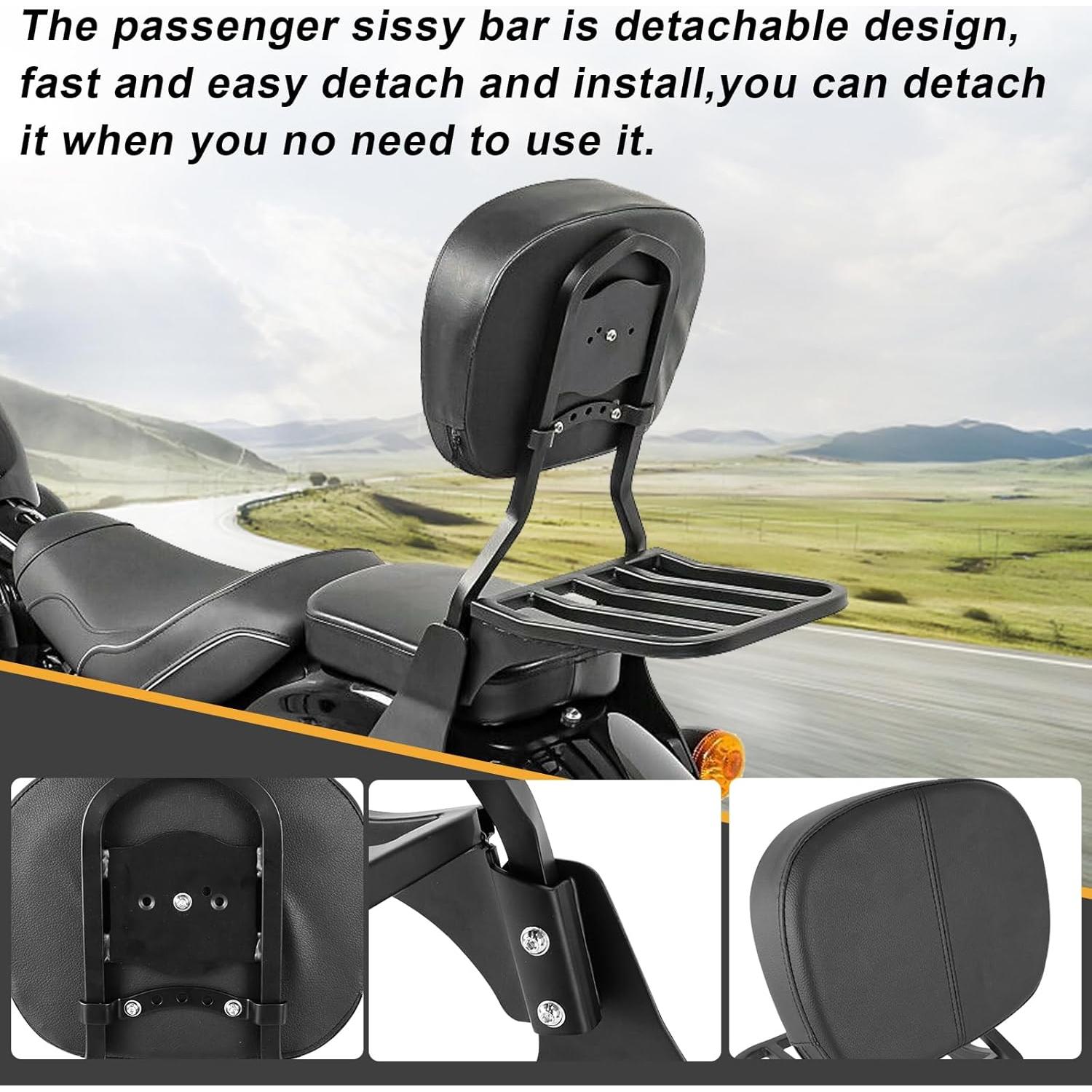 AUFER Respaldo Bajo Sissy Bar para Sportster 883/1200 2004-2024