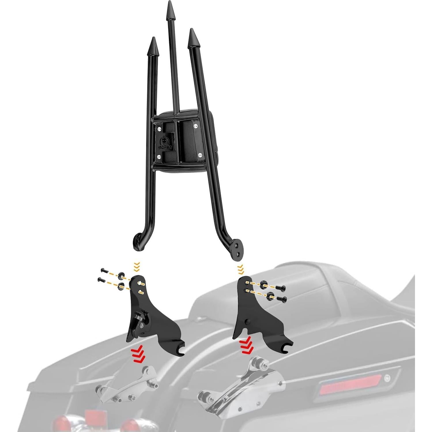 Respaldo Sissy Bar Mofun 79 cm Negro Brillante para Harley 2009-2025