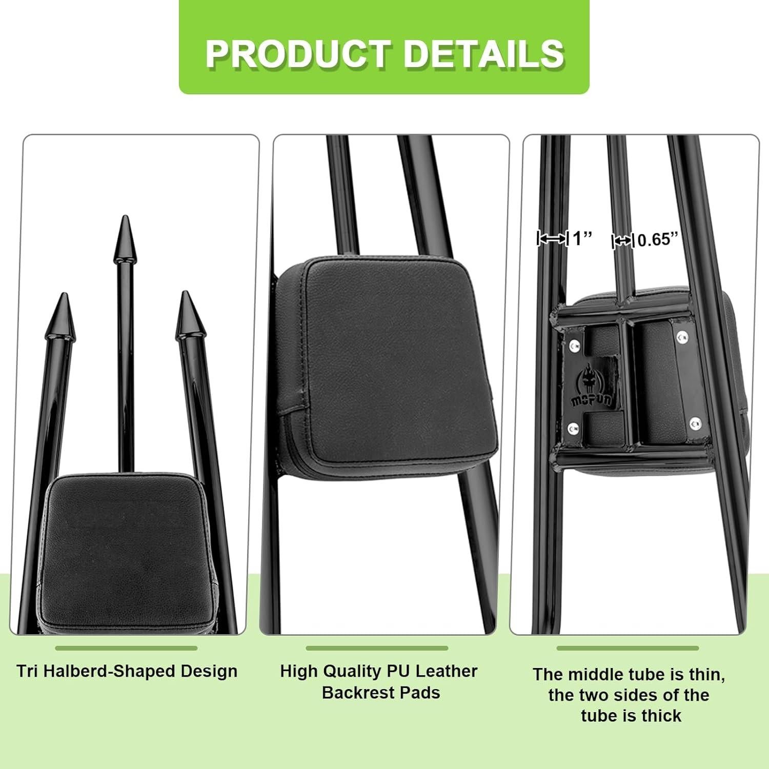 Respaldo Sissy Bar Mofun 79 cm Negro Brillante para Harley 2009-2025