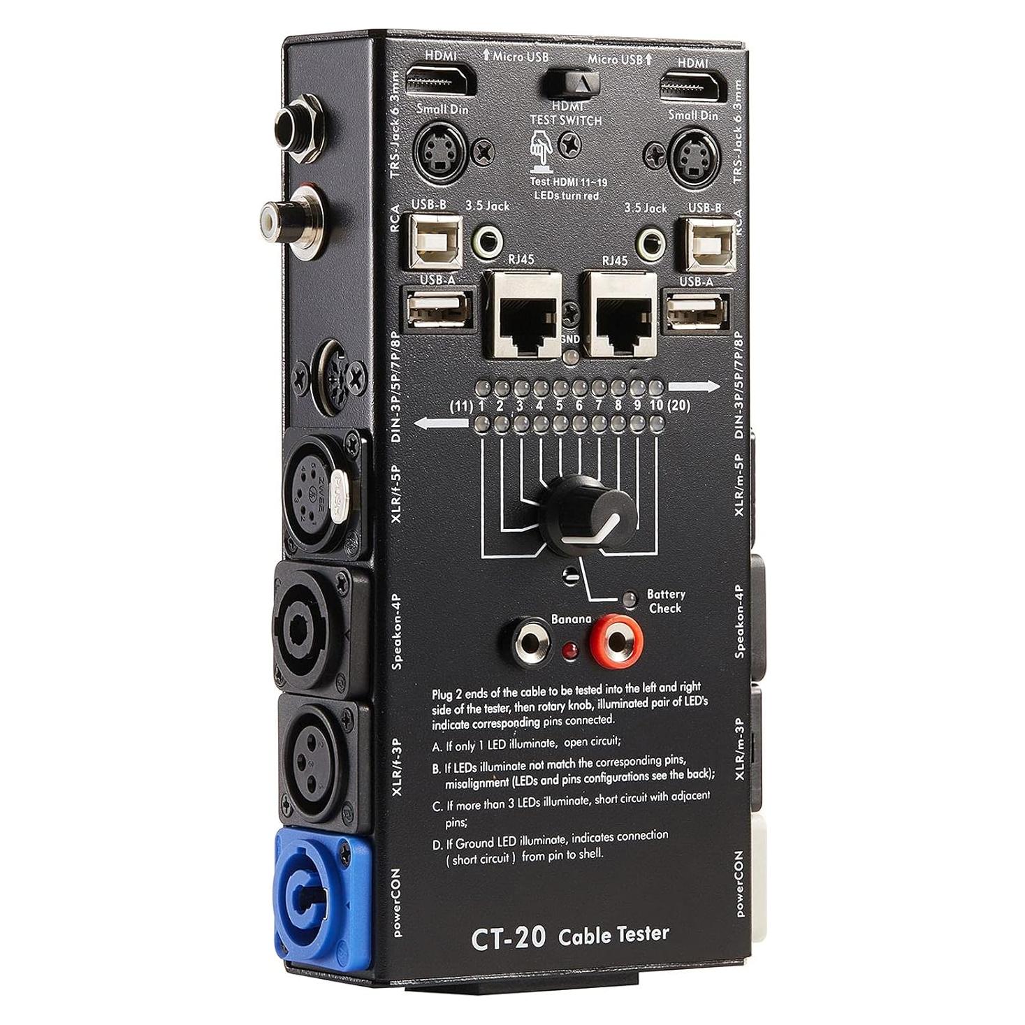 Probador de Cable de Audio MFL MF-CT20 15-en-1 LED