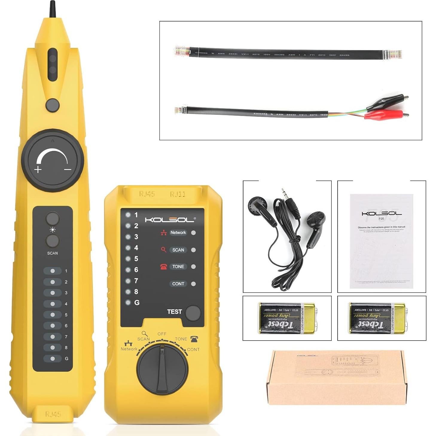 Probador de Cable de Red KOLSOL TL33 RJ11 RJ45 Multifuncional