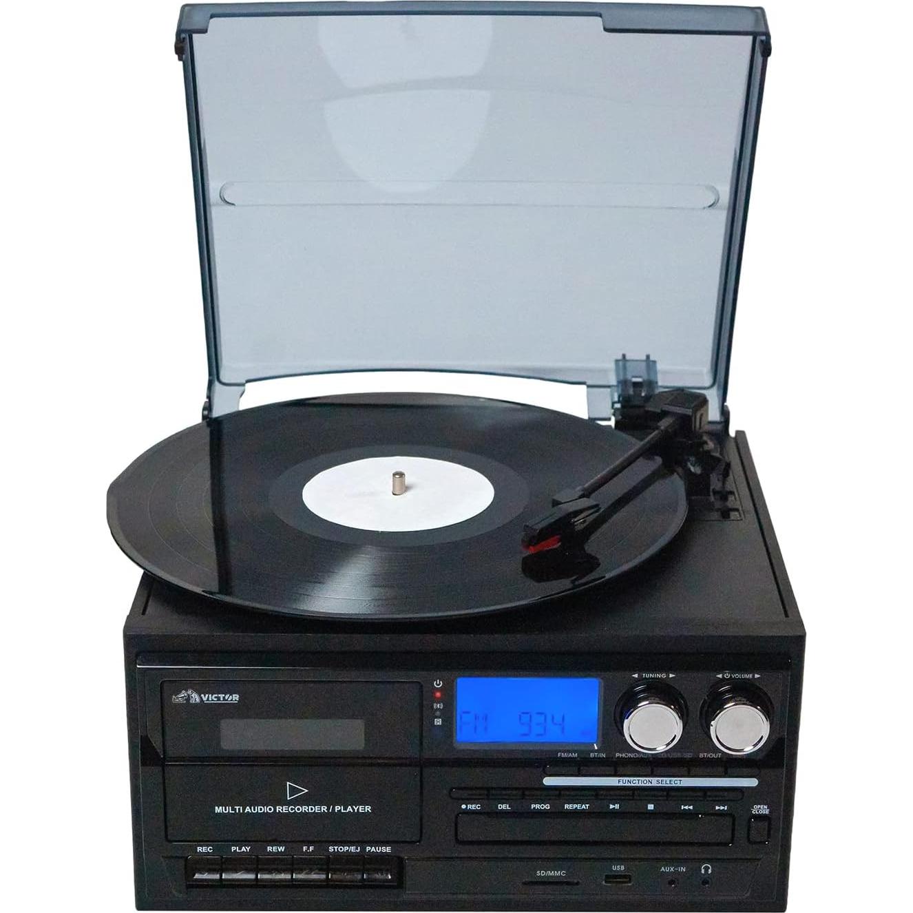 Centro Musical Victor VWRP-4200 8-en-1 con Tocadiscos y Bluetooth