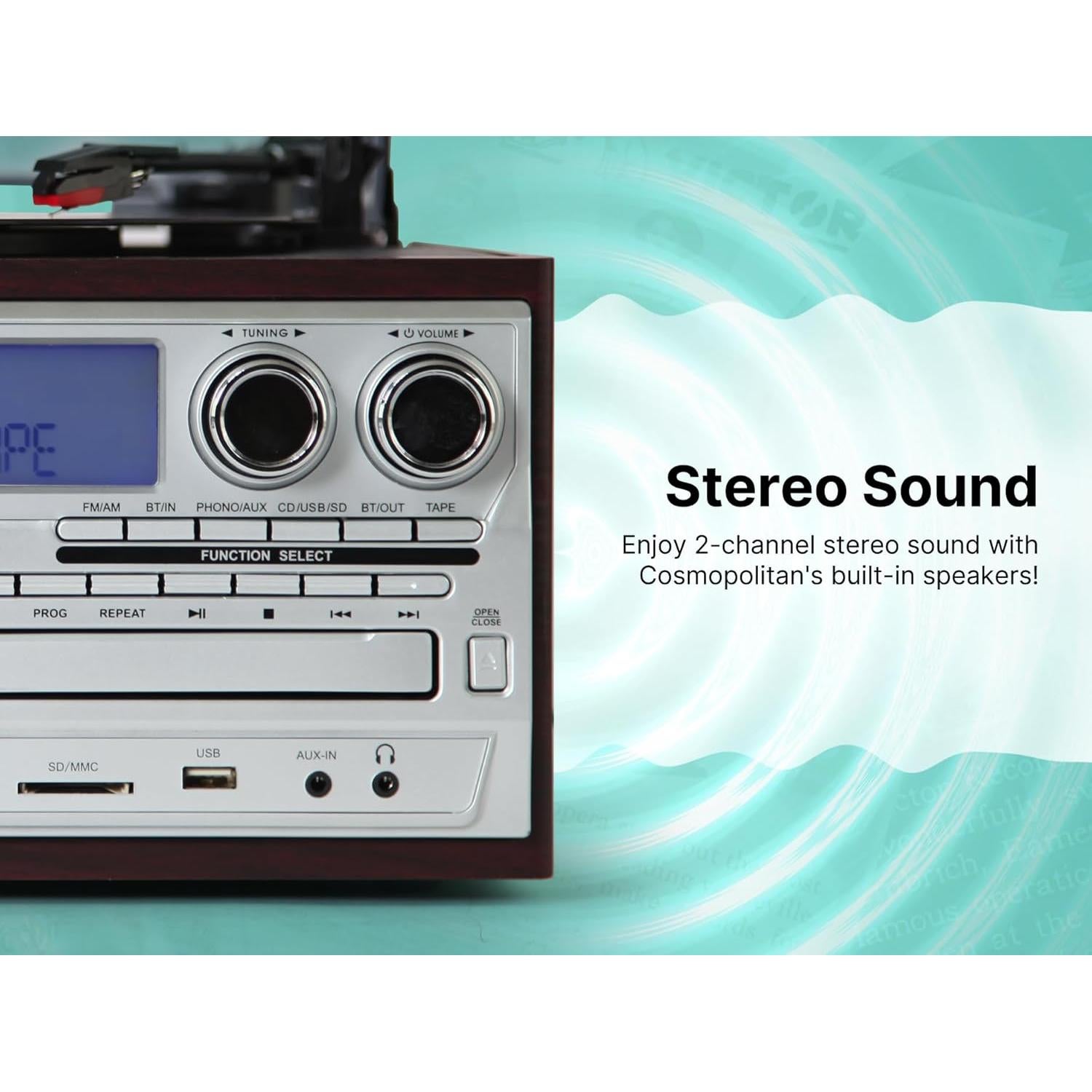 Centro Musical Victor VWRP-4200 8-en-1 con Tocadiscos y Bluetooth