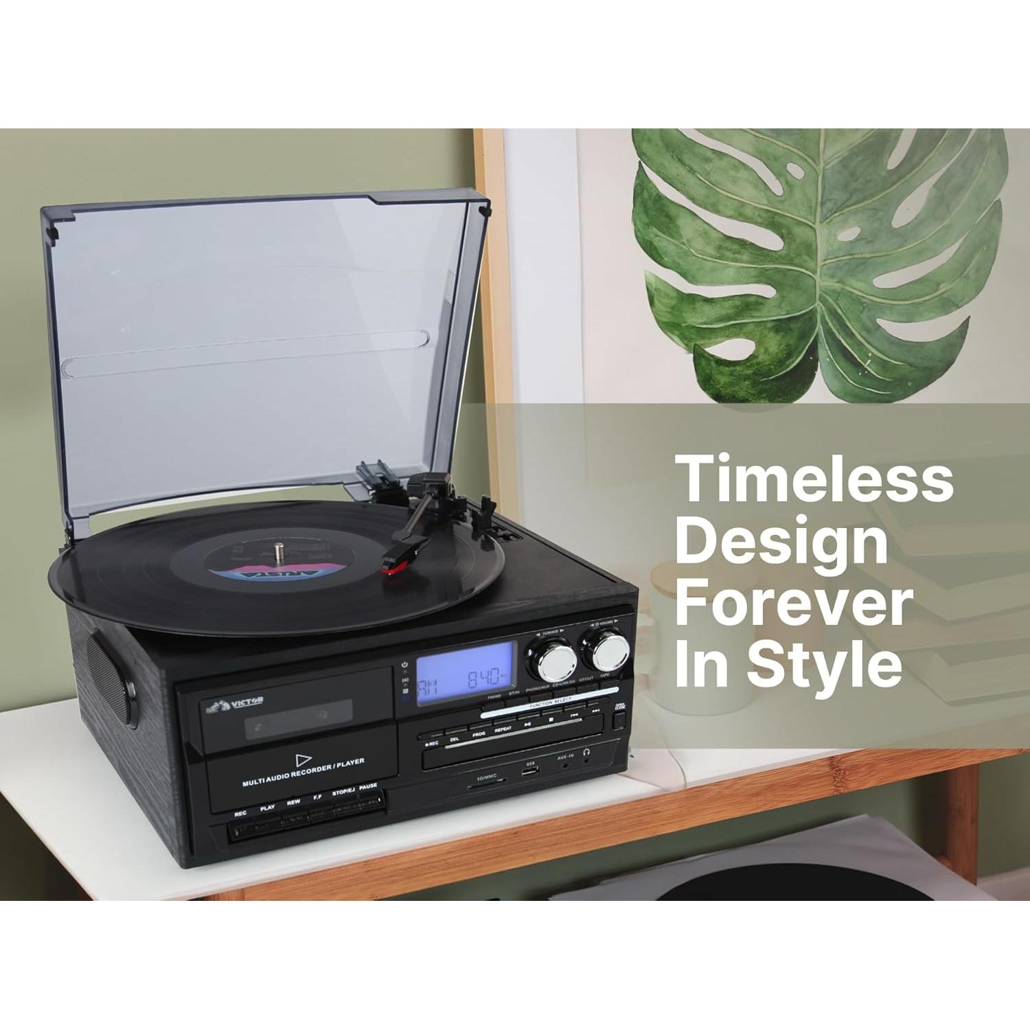 Centro Musical Victor VWRP-4200 8-en-1 con Tocadiscos y Bluetooth