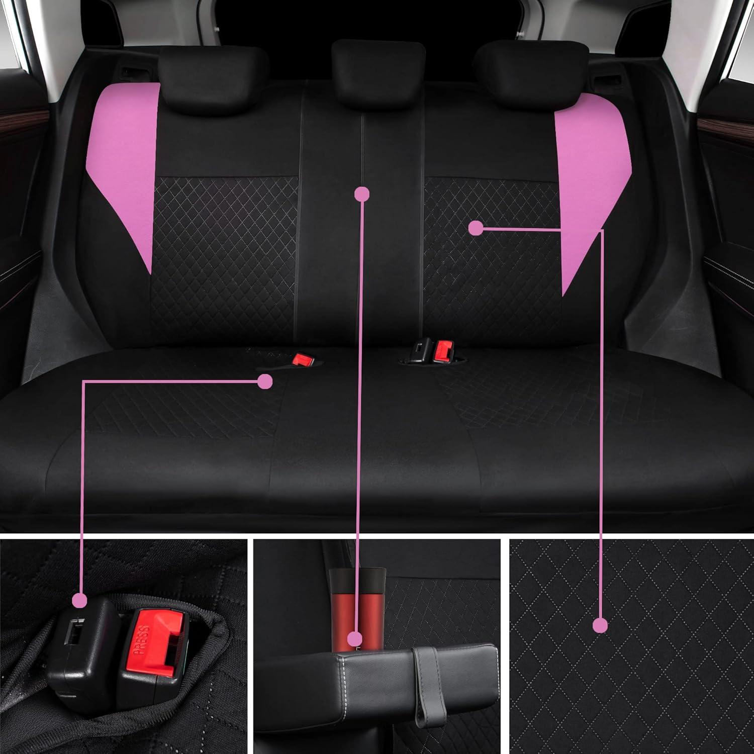 Fundas de Asiento Universales CAR PASS - Juego Completo Negro/Rosa