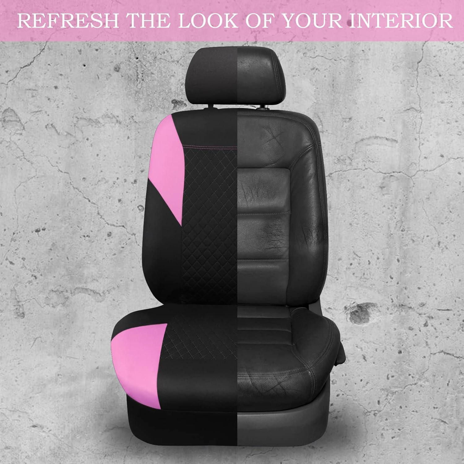 Fundas de Asiento Universales CAR PASS - Juego Completo Negro/Rosa
