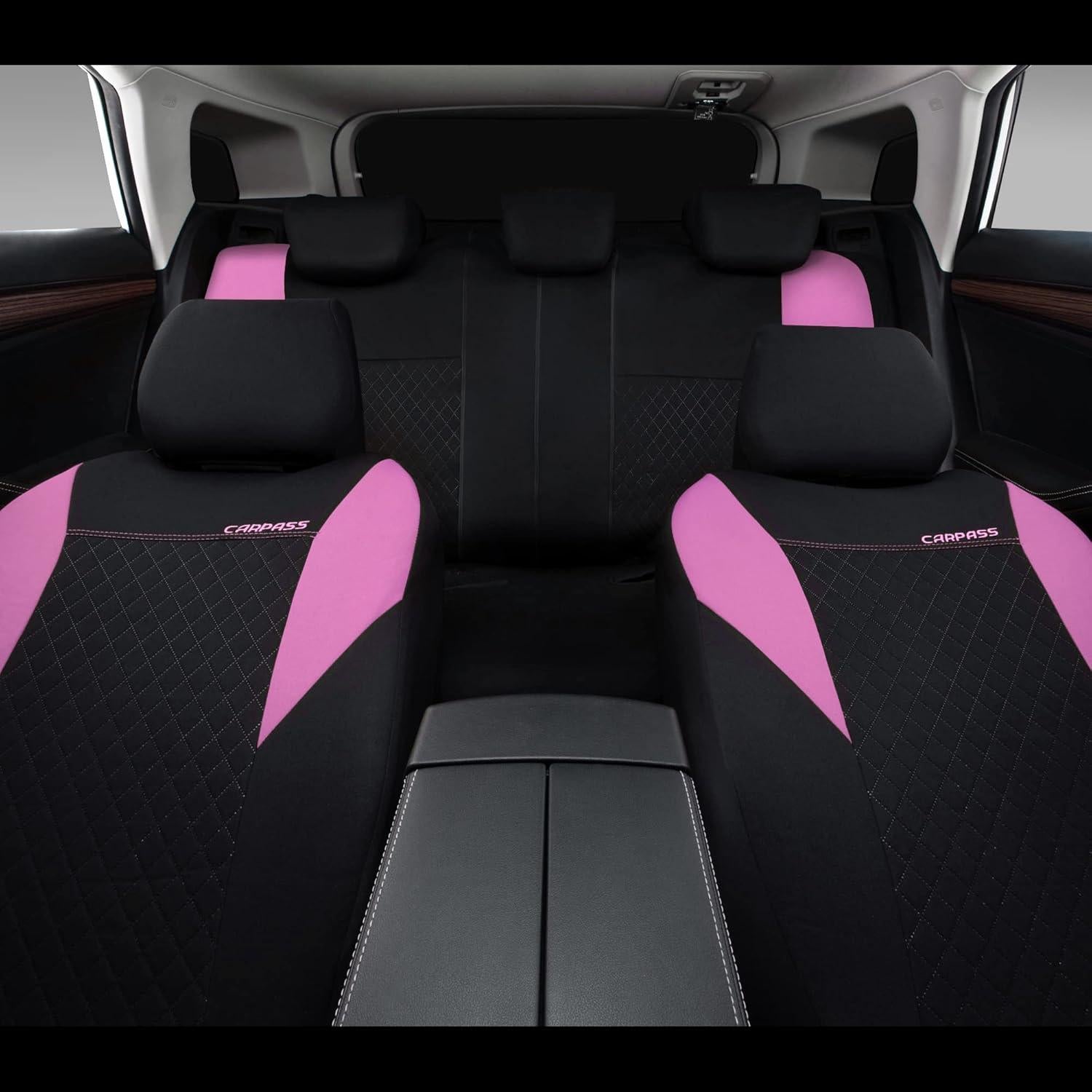 Fundas de Asiento Universales CAR PASS - Juego Completo Negro/Rosa