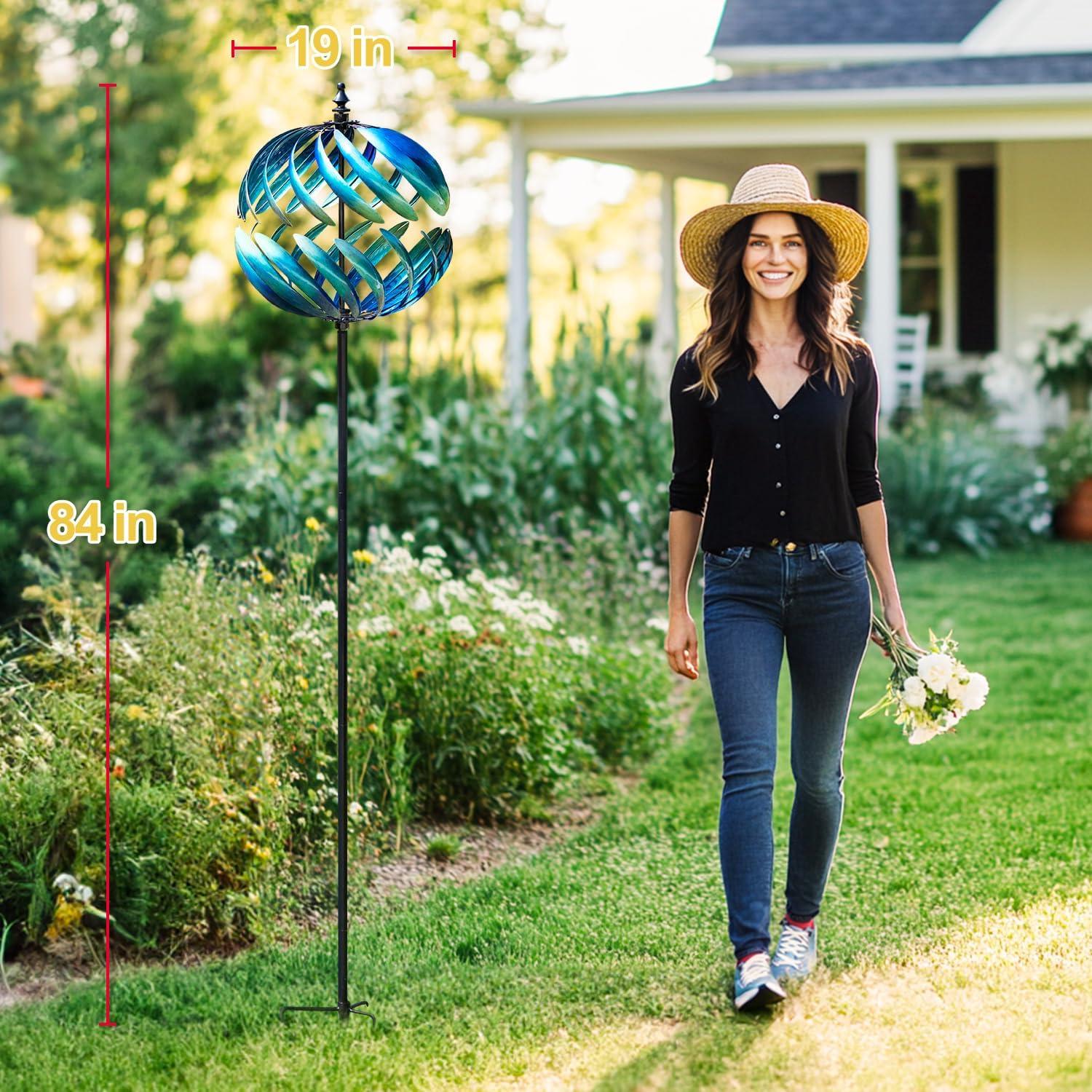 Girador de Viento Cinético LimeHill 210 cm Azul Metal