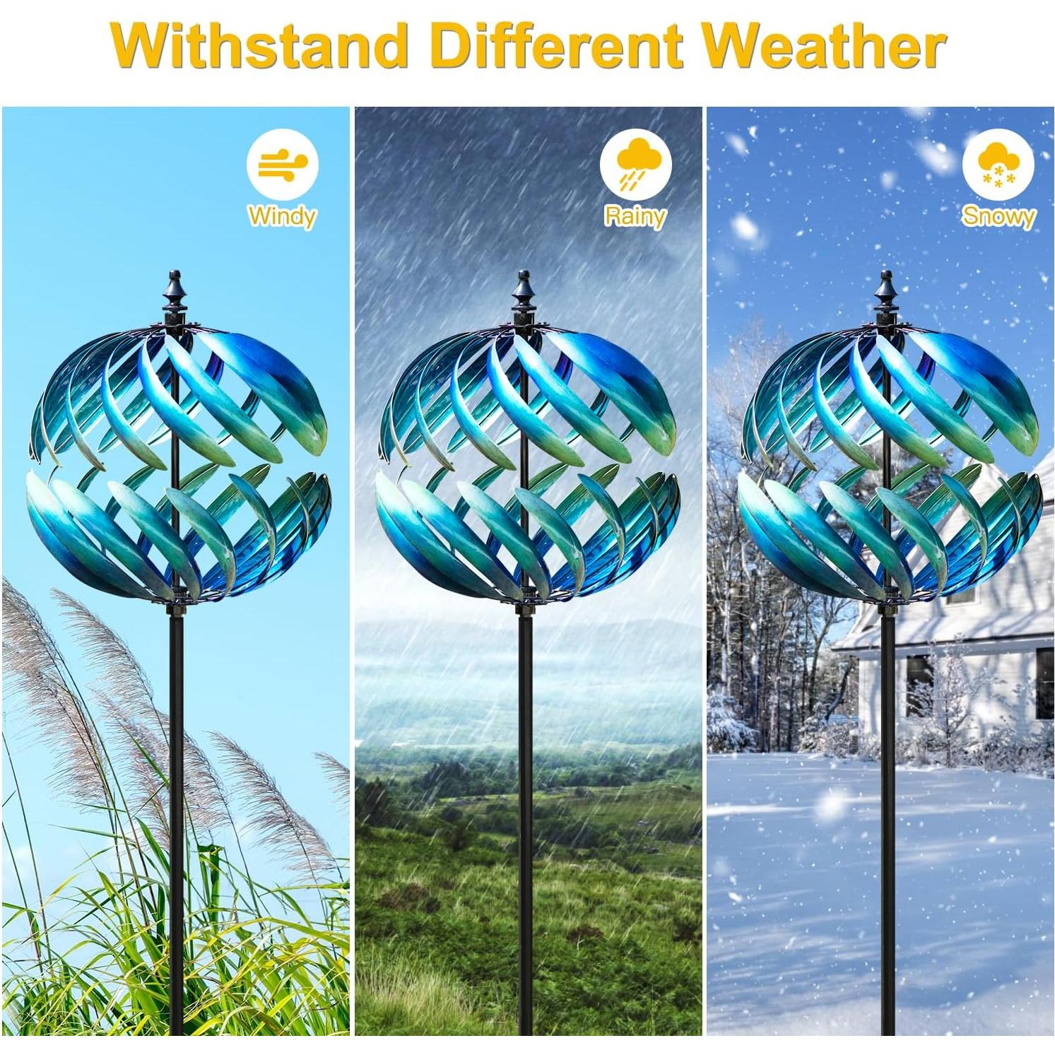 Girador de Viento Cinético LimeHill 210 cm Azul Metal