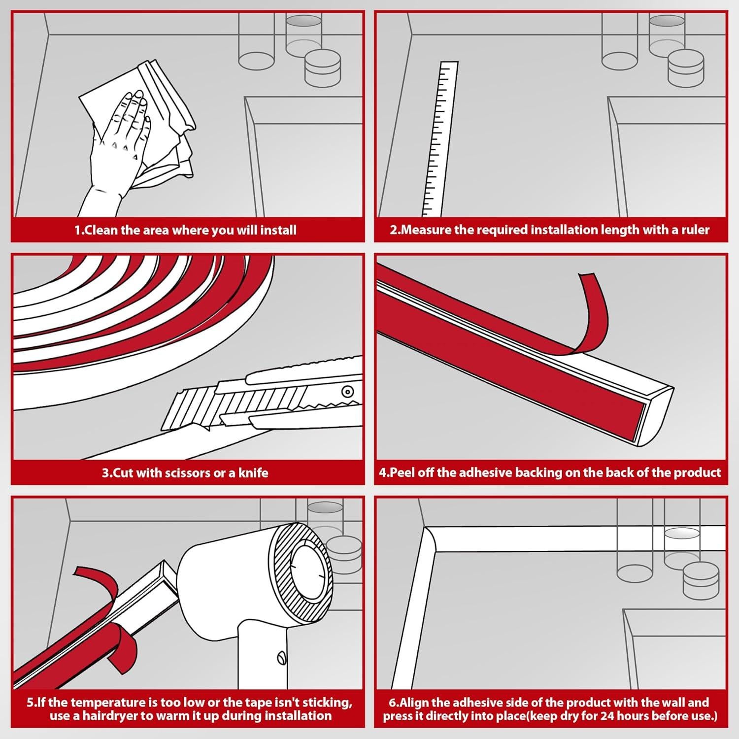 Moldura Cuarterona Flexible Autoadhesiva 240cm Blanco