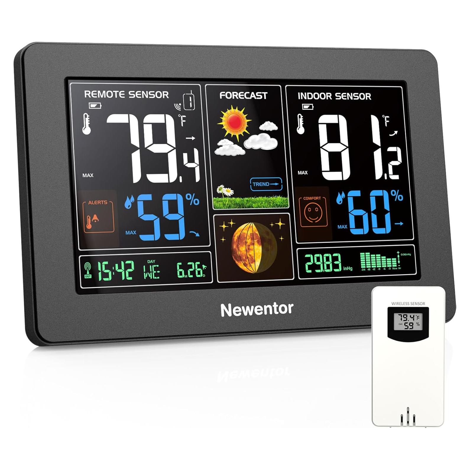 Estación Meteorológica Inalámbrica Newentor Q3 con Reloj Atómico